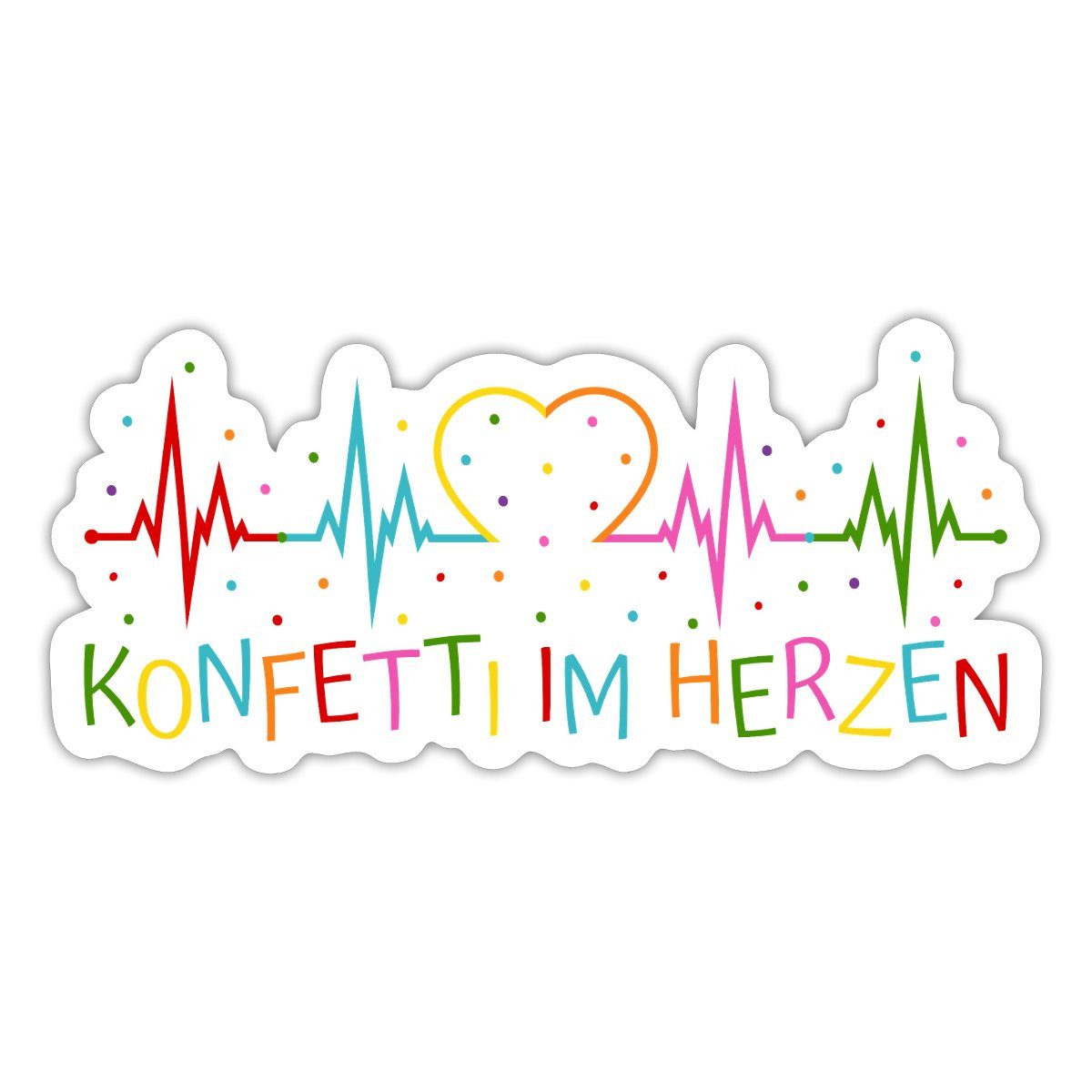 Spreadshirt Aufkleber Konfetti im Herzen Herzschlag Herz EKG Karneval Sticker Aufkleber