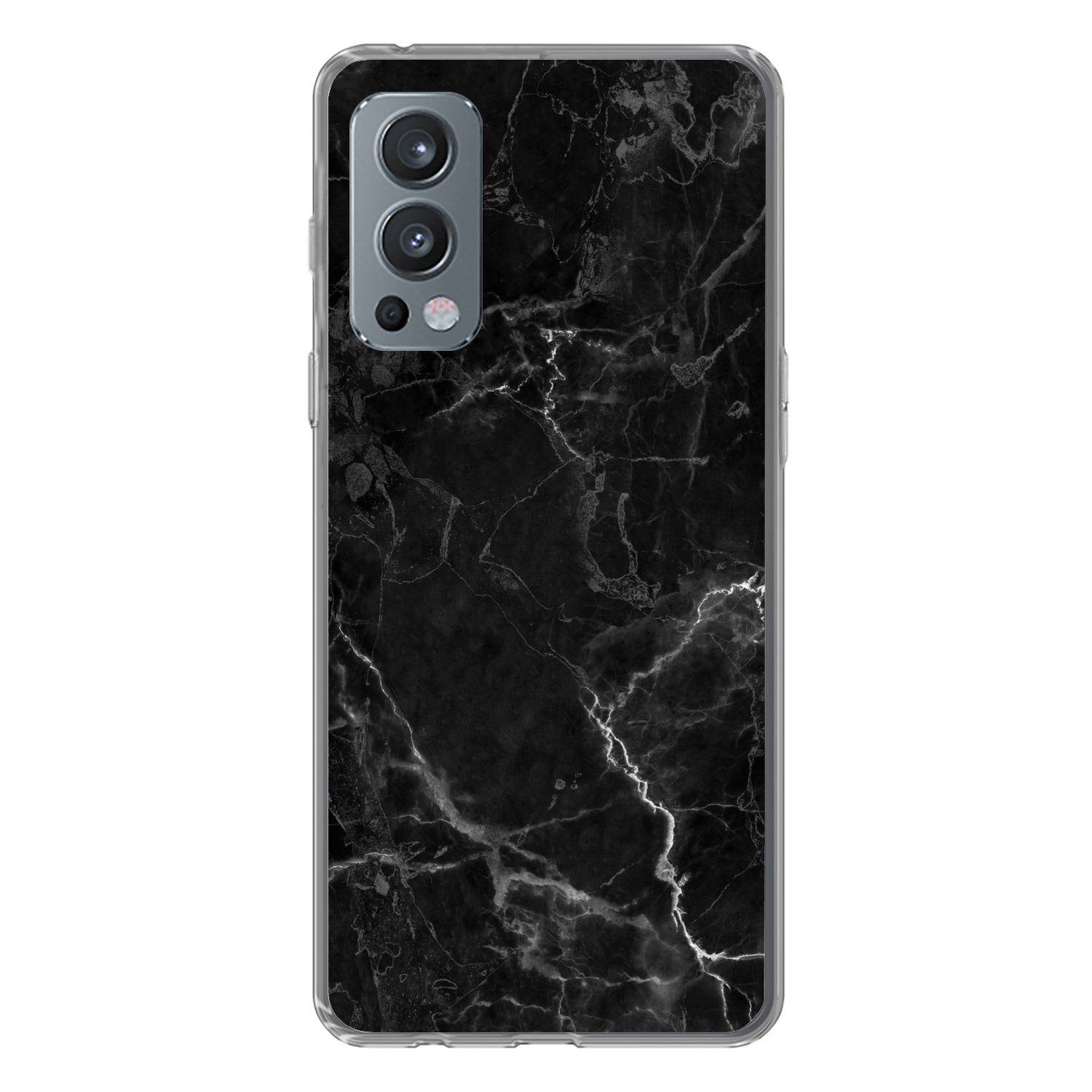 MuchoWow Handyhülle für OnePlus Nord 2 5G Marmor - Schwarz - Weiß - Textur - Marmoroptik, Phone Case, Silikon, Schutzhülle Dünn