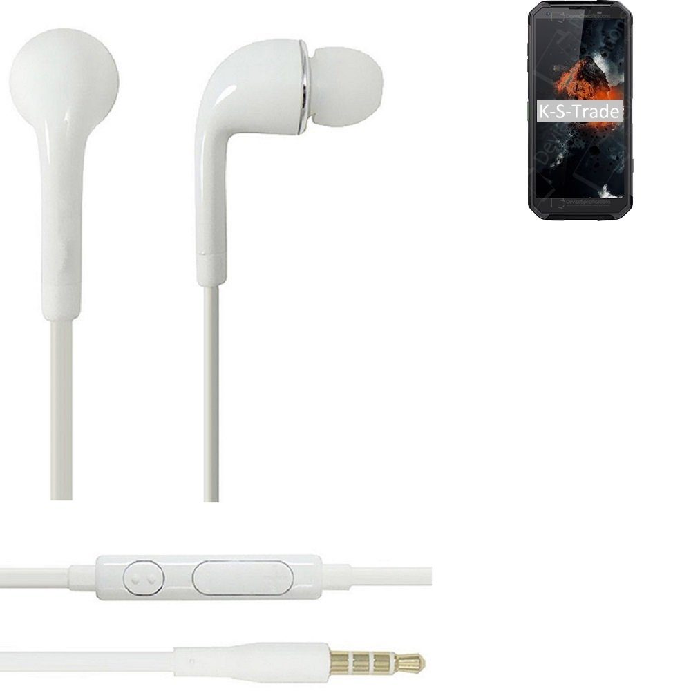 K-S-Trade für Blackview BV9500 Pro In-Ear-Kopfhörer (Kopfhörer Headset mit Mikrofon u Lautstärkeregler weiß 3,5mm)