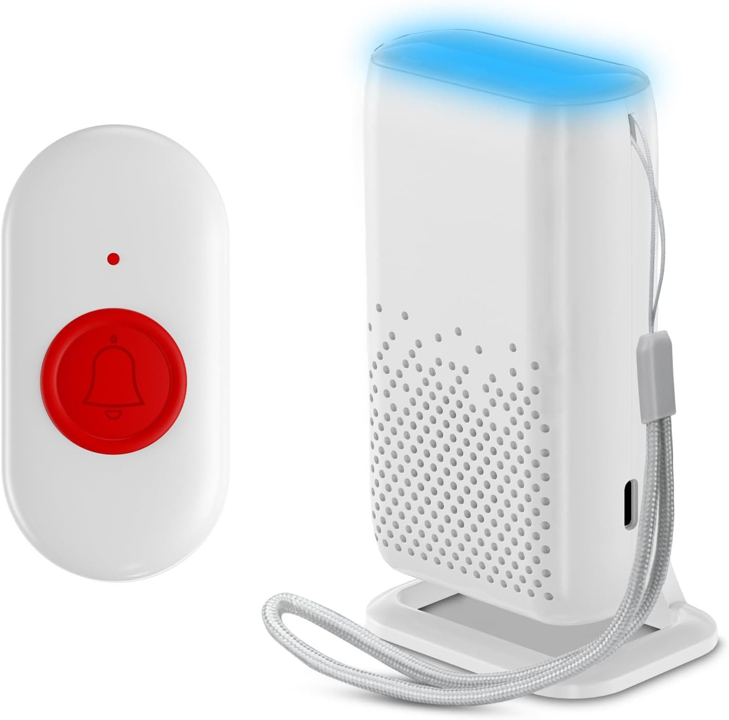 Kityhome Alarm Senioren Notrufknopf, Hausnotruf Pflegedienst Alarmanlage Alarmanlage (mit Vibration, Licht und Klingelton)