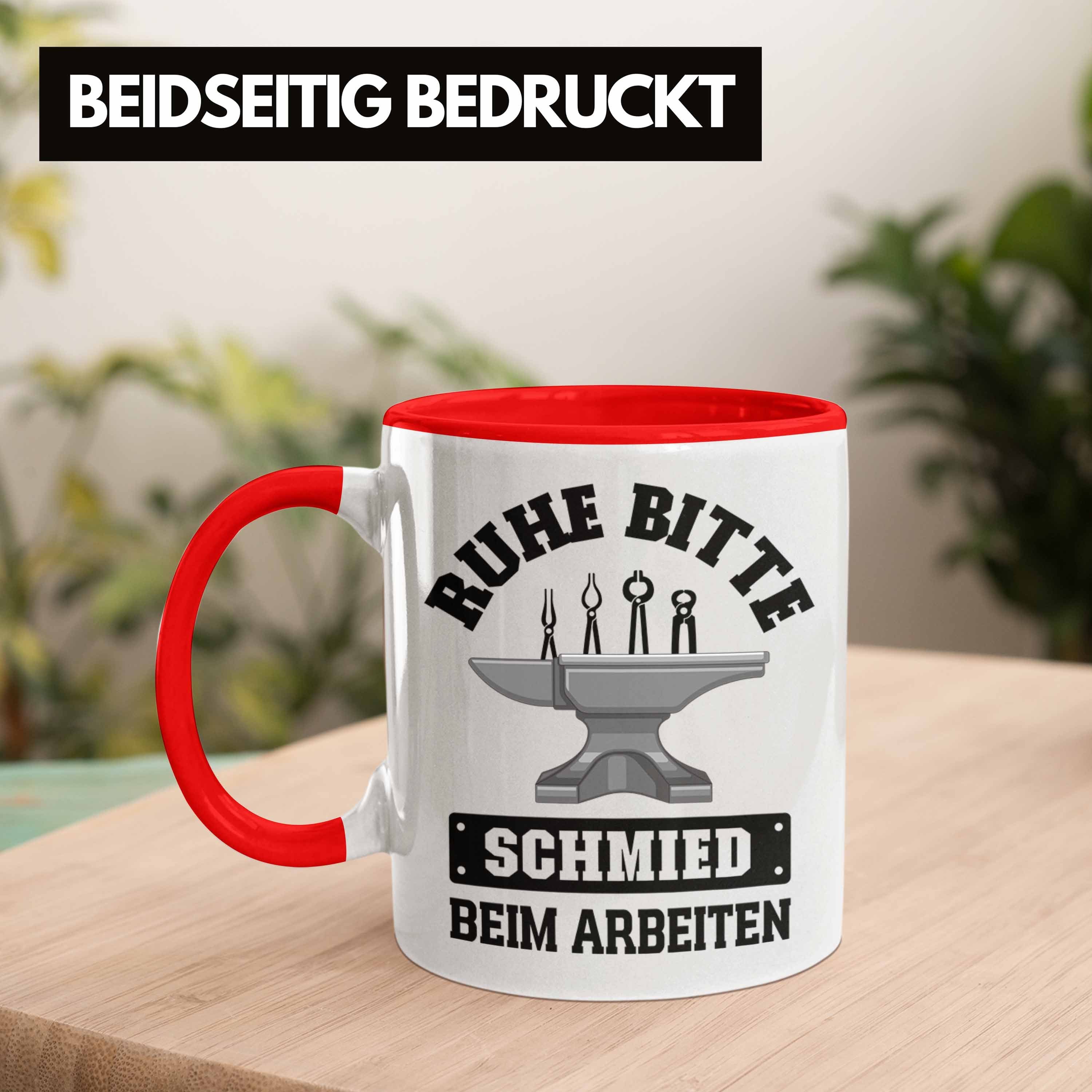 Trendation Tasse Trendation - Schmied Kaffeetasse Geschenkidee Hufschmied mit Tasse Spruch Geschenke Rot