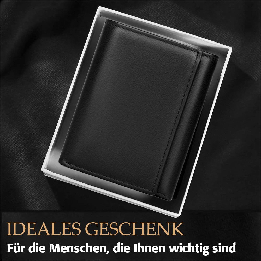 Keyura Geldbörse Leder Geldbörse,Herren Echtleder Portmonee,RFID Schutz,Querformat (Große Kapazität Echtleder RFID-Schutz Praktische für Männer, Münzbörse, Portemonnaie, Brieftasche, Wallet Portmonee), Leder Portmonee ist eine ideale Geschenkidee für Männer & Frauen