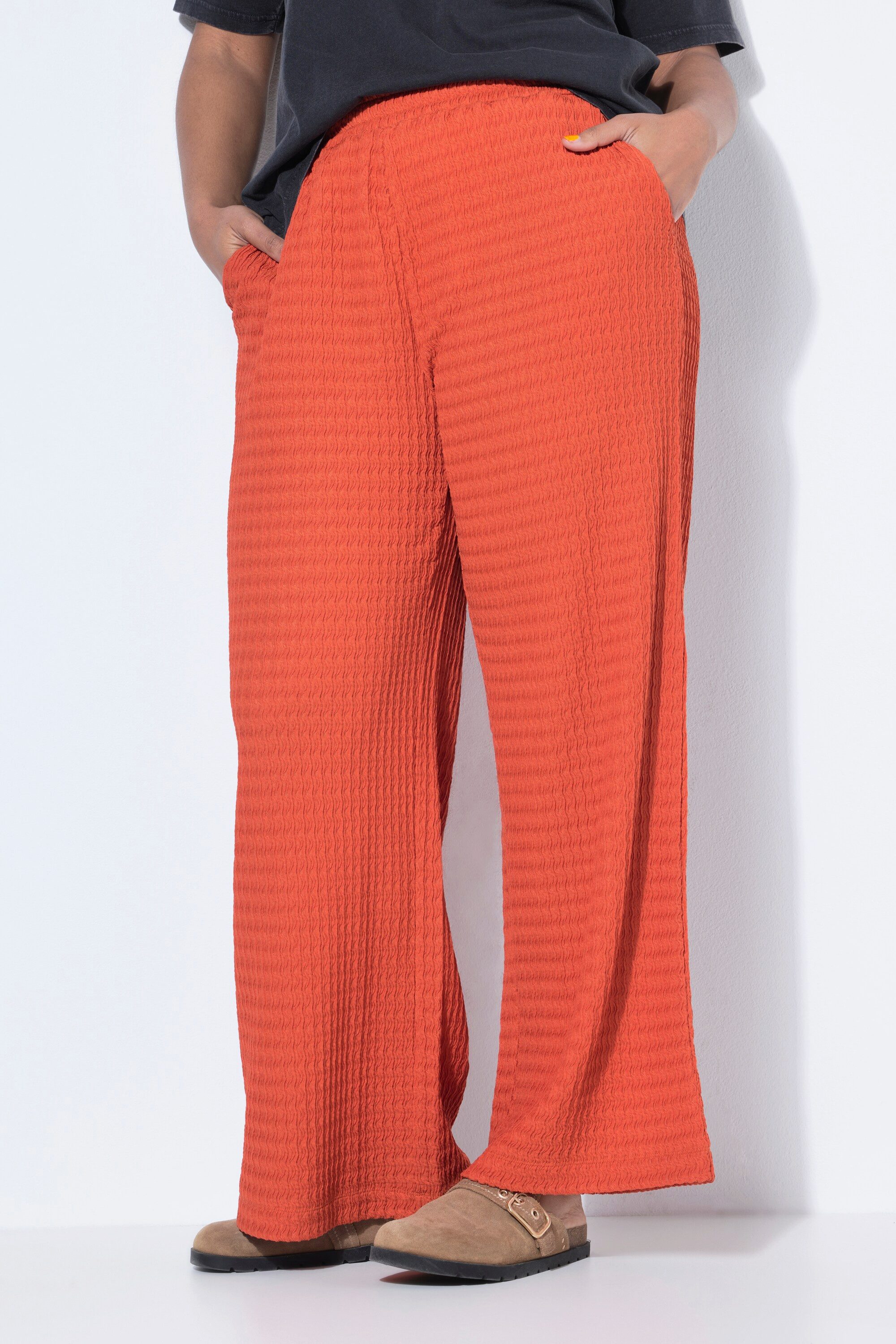Studio Untold Schlupfhose Hose Wide Legs Waffelstruktur Elastikbund günstig online kaufen