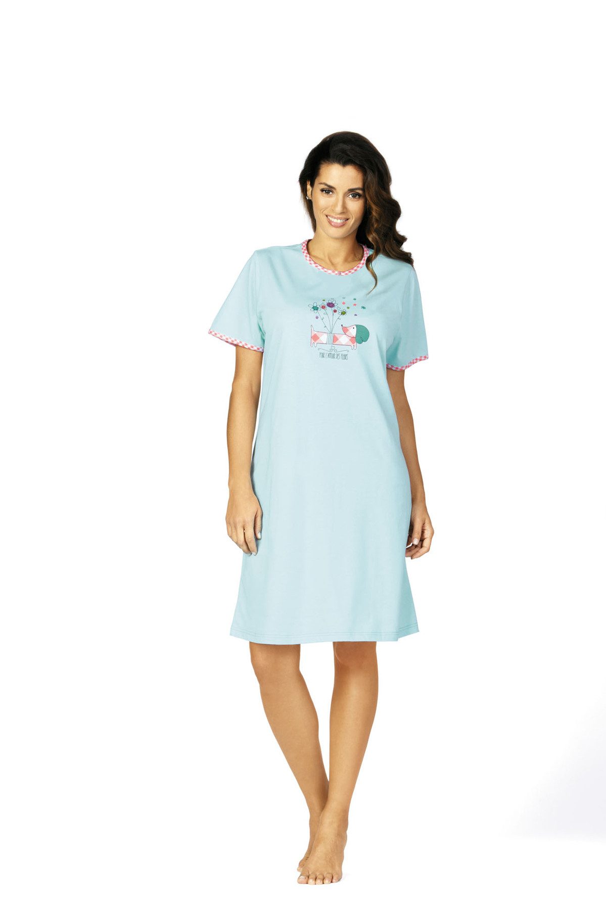 comtessa Nachthemd Comtessa Nachthemd Damen Knopfleiste in hellblau Gr. 36-38 (1-tlg)