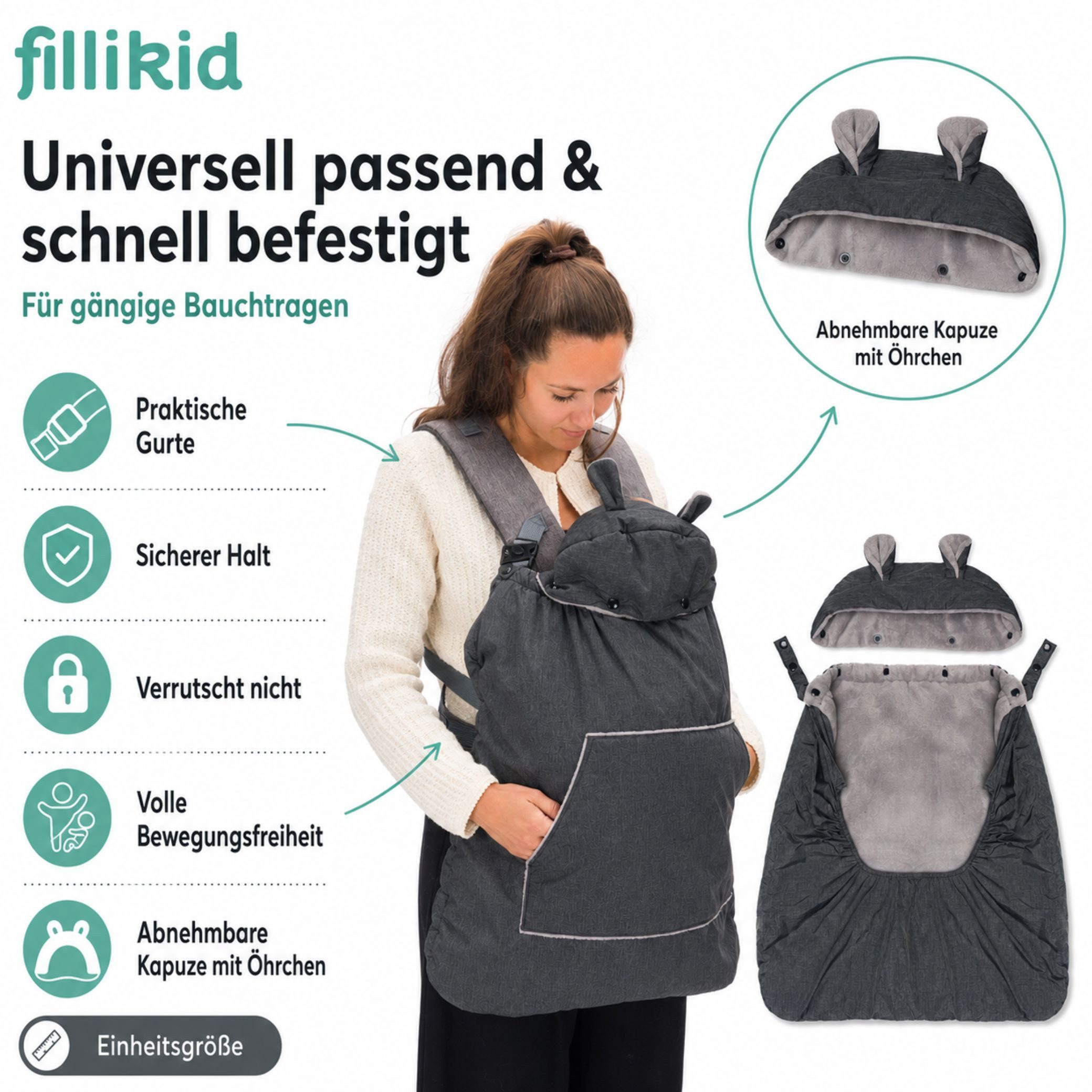 Fillikid Bauchtrage Tragecover für Bauchtrage Coralfleece Exklusiv