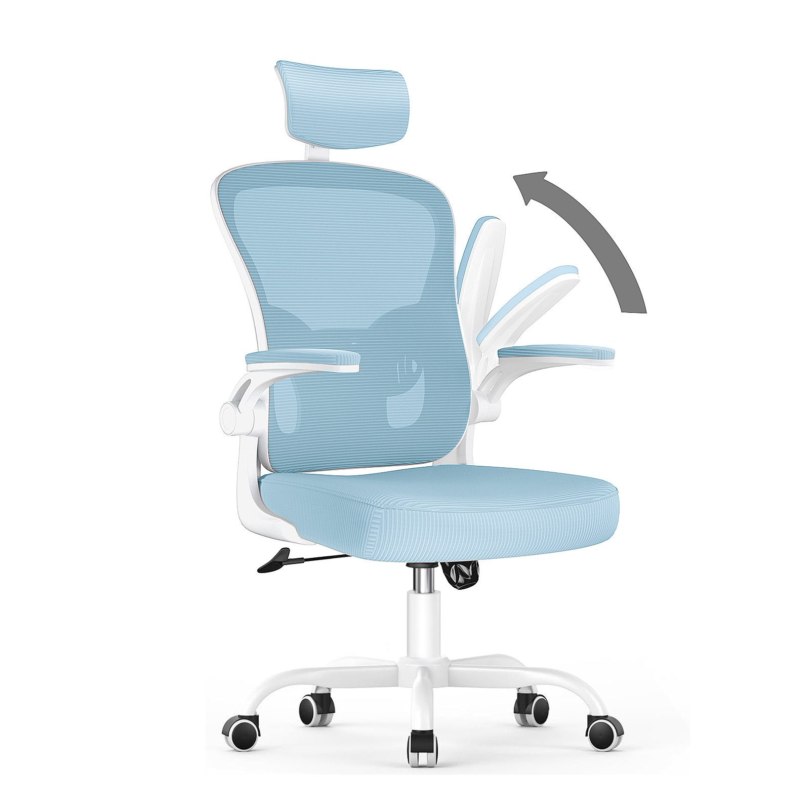ZAISZE Bürostuhl Ergonomischer Bürostuhl mit Netzbezug und klappbaren Armlehnen (Spar-Set), Einstellbarer für maximale Bewegungsfreiheit