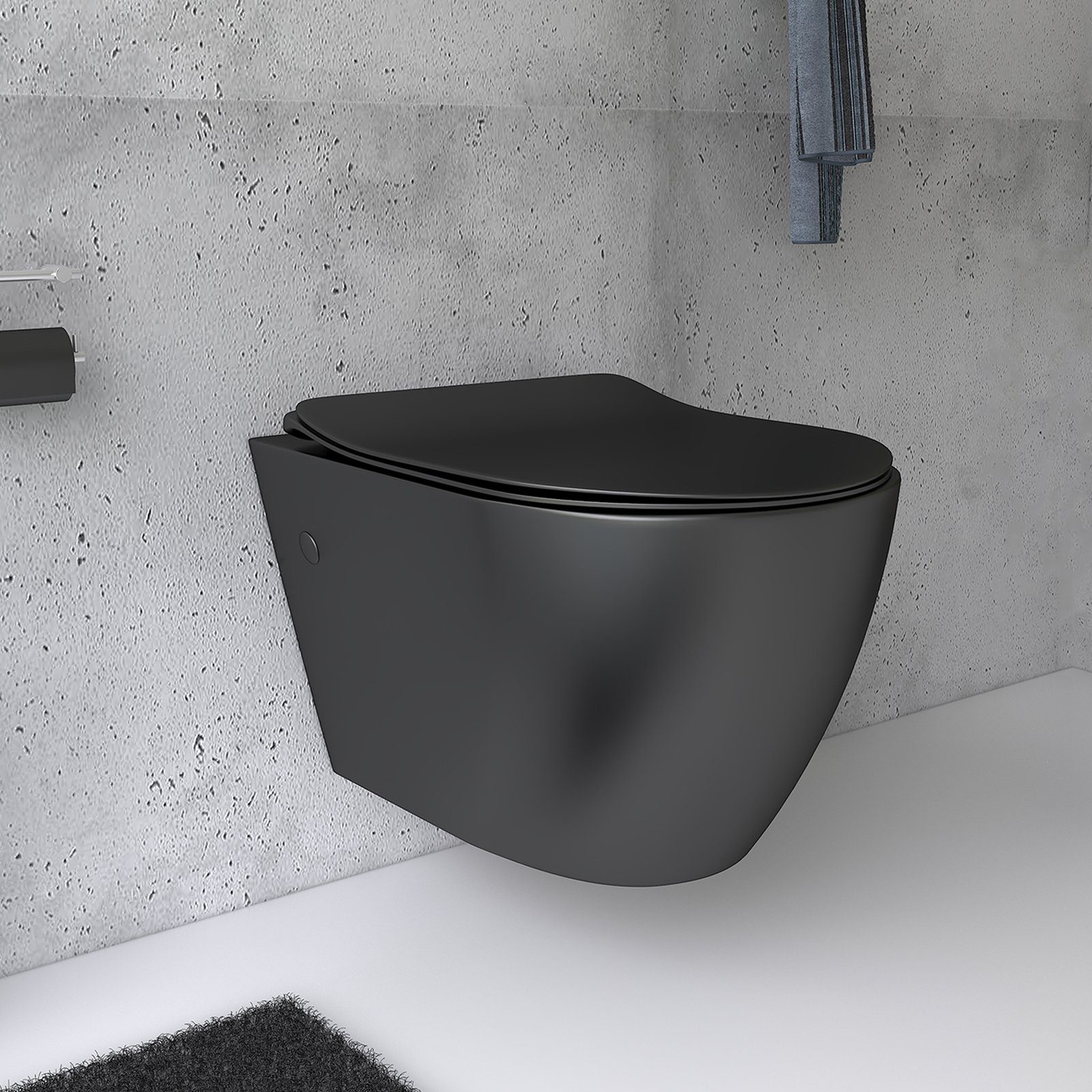 Alpenberger Tiefspül-WC Hänge-WC Set Schwarz - günstig online kaufen