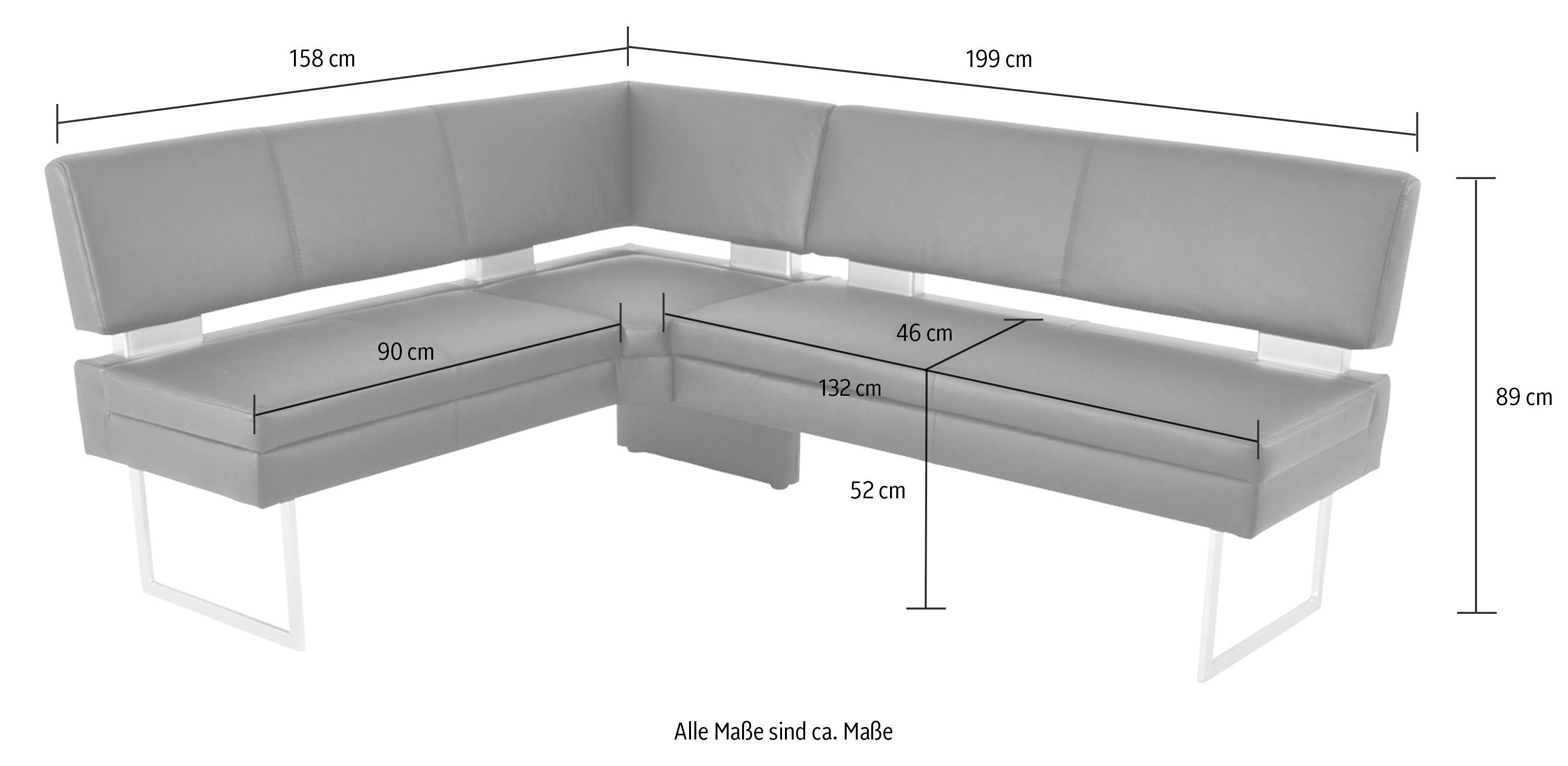 bianco Distanzhalter langer Schenkel & Komfort mit oder rechts, K+W 31 Wohnen Eckbank, links dekorativen