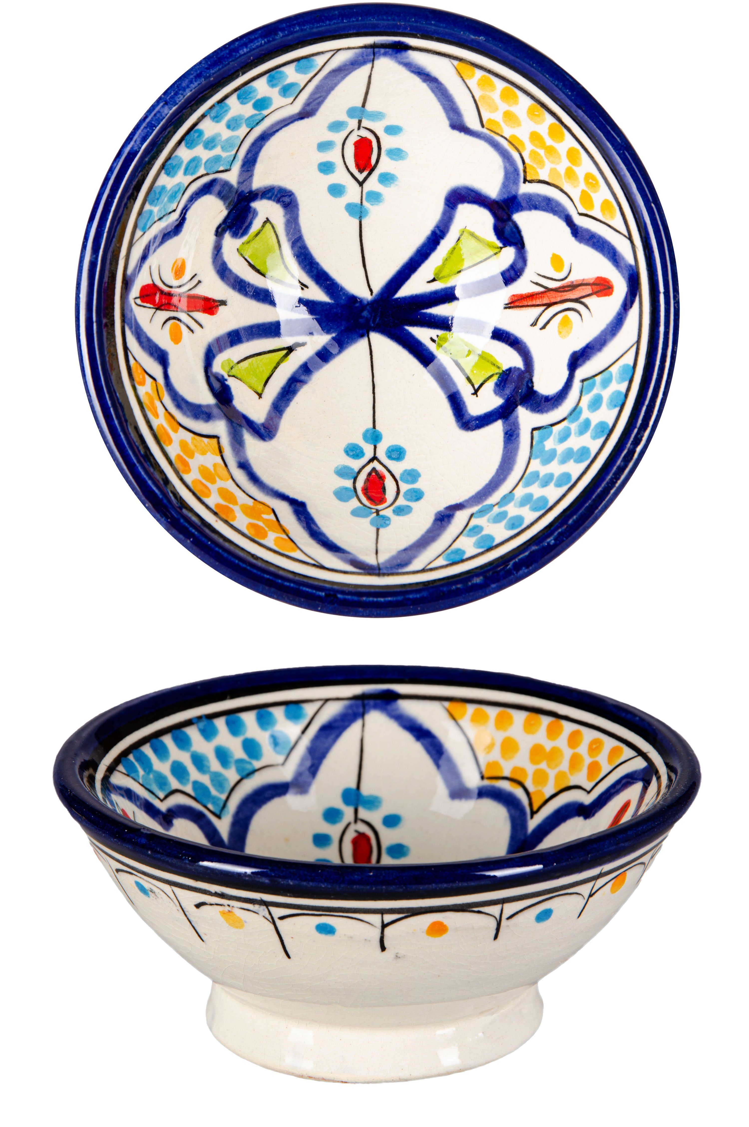 Marrakesch Orient & Mediterran Interior Dipschale Marokkanische Keramikschale Danyan aus Keramik in Mehrfarbig 13 cm, Keramik, (1-tlg), Handarbeit