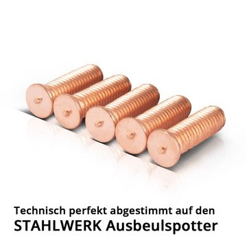 STAHLWERK Elektrowerkzeug-Set STAHLWERK Anschweißbolzen M5 x 16 mm FeCu, 100-tlg., Zubehör für Ausbeulspotter / Dellenlifter / Punktschweißgerät
