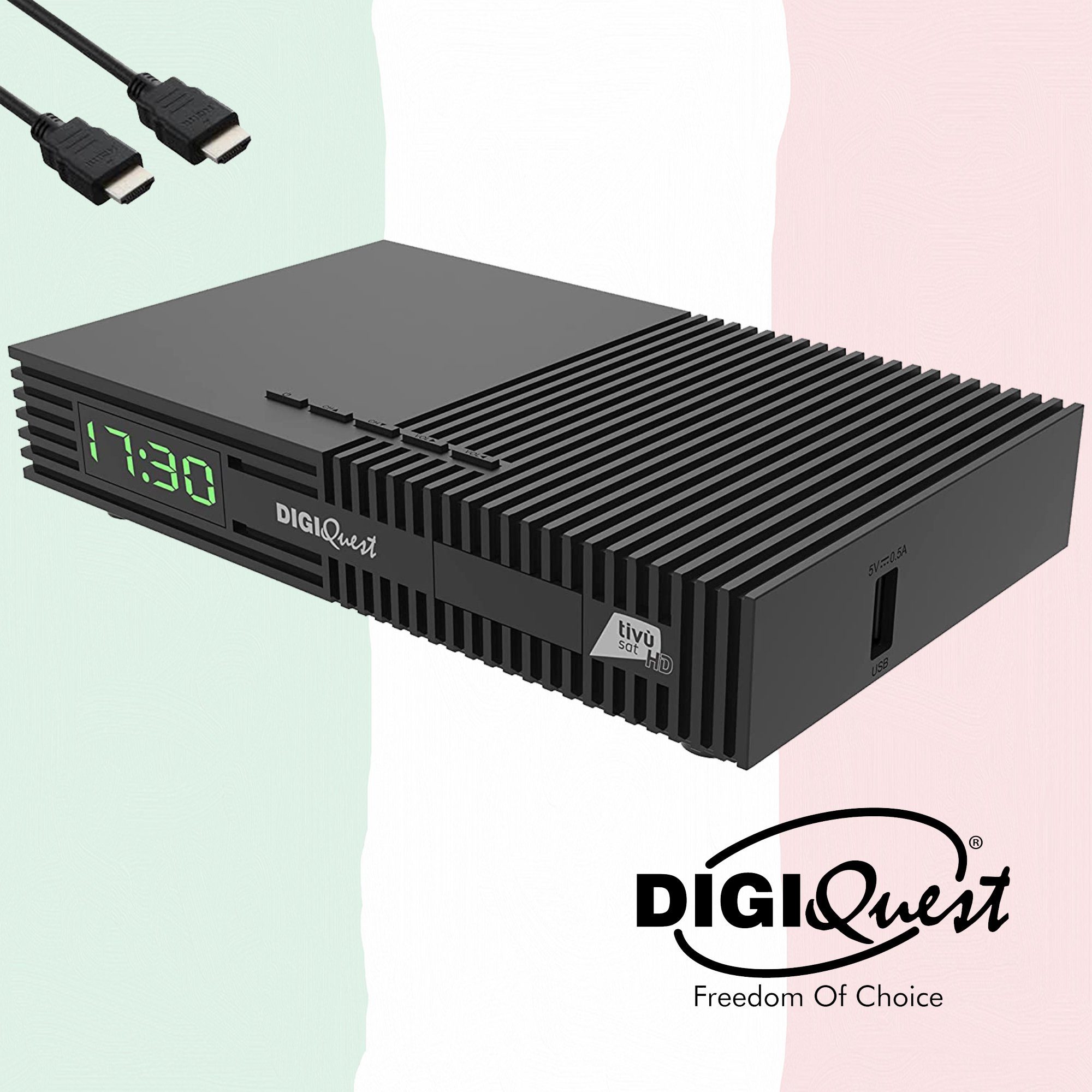 DIGIQuest Ti9 DVB-S2 Full HD Receiver + aktivierte TiVuSat Karte + HDMI Kabel SAT-Receiver – Bild 4 von 5