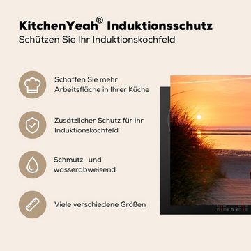 MuchoWow Herdblende-/Abdeckplatte Strand - Sonne - Farben, Vinyl, (1 tlg), 58x51 cm, Küchen Dekoration für Induktionsherd, Induktionskochfeld
