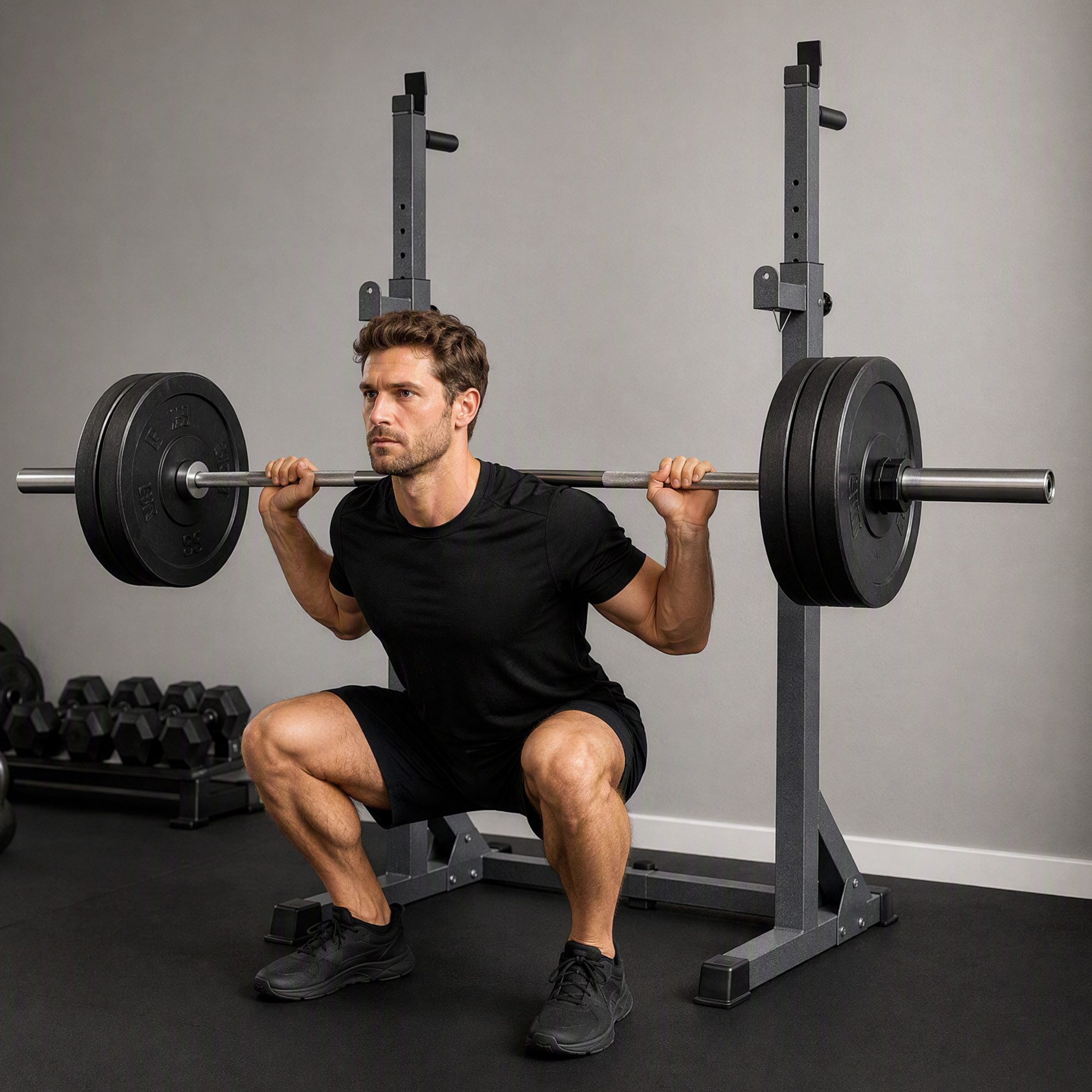 SPORTNOW Langhantelständer Langhantelständer mit Dip-Station, bis 150kg belastbar, (Set, 1-St., Squat Rack), höhen-,breitenverstellbar, rutschfeste Füße