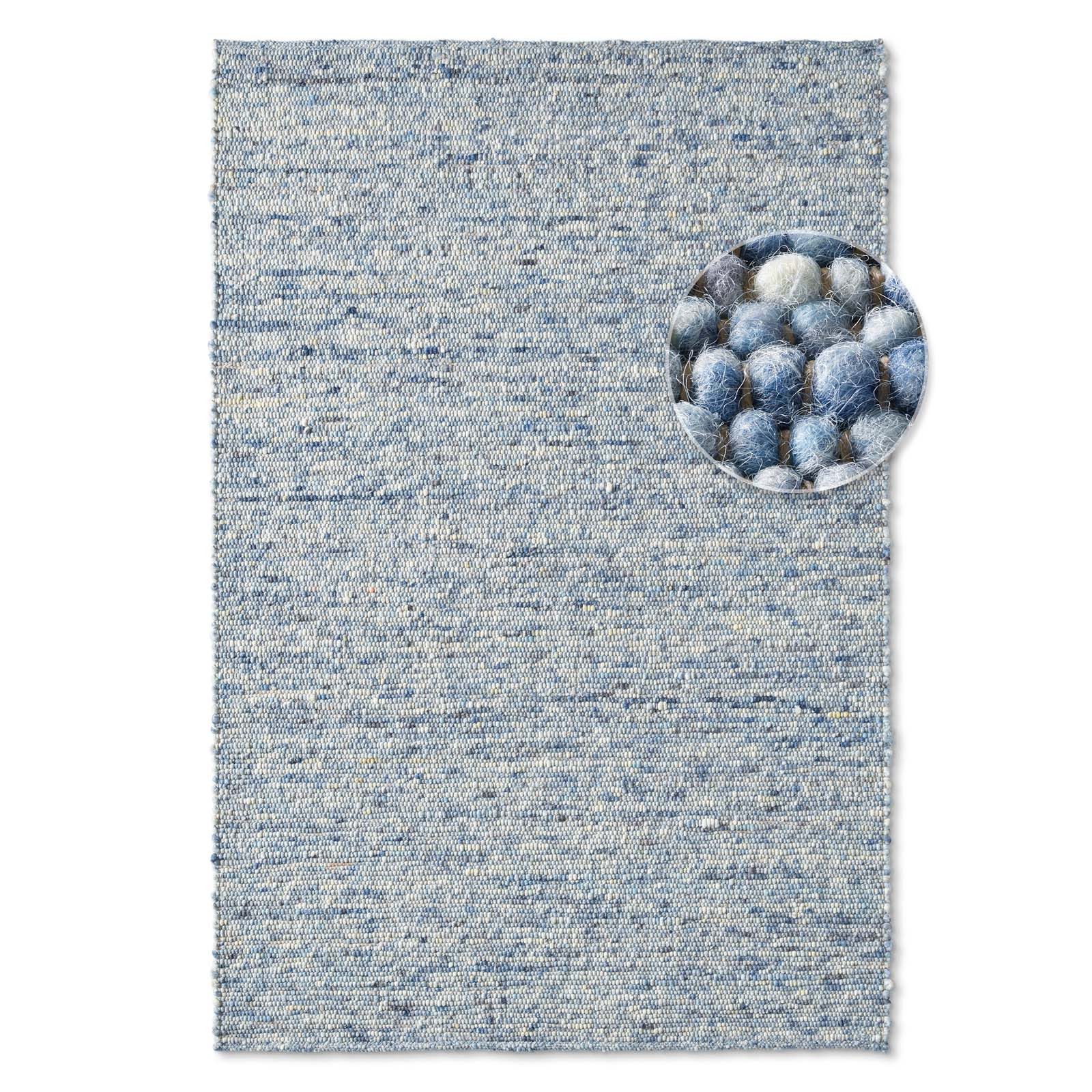 TaraCarpet Wollteppich TaraCarpet Limburg handgewebter Schurwollteppich aus gewalkter Wolle, rechteckig, Höhe: 8 mm, Handgewebt Teppich blau meliert Wohnzimmer Schlafzimmer 070x130 cm. Reduzierter Preis € 124,00. Unverbindliche Preisempfehlung € 249,00