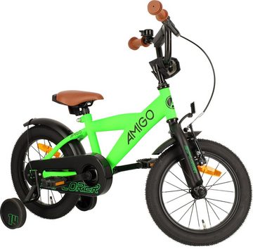 AMIGO Fahrräder Kinderfahrrad Explorer 14 Zoll 21,5 cm Jungen Rücktrittbremse Grün/Schwarz