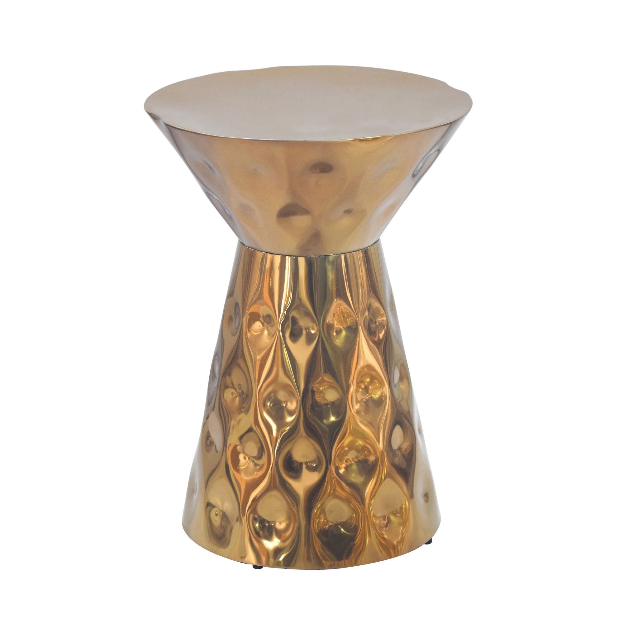 Wohnling Beistelltisch WL7.658 36cm Gold Sofatisch Alu Wohnzimmertisch Couchtisch Aluminium (Stilvoller Kaffeetisch in edler Sanduhr-Form), Pflegeleichter Abstelltisch komplett montiert