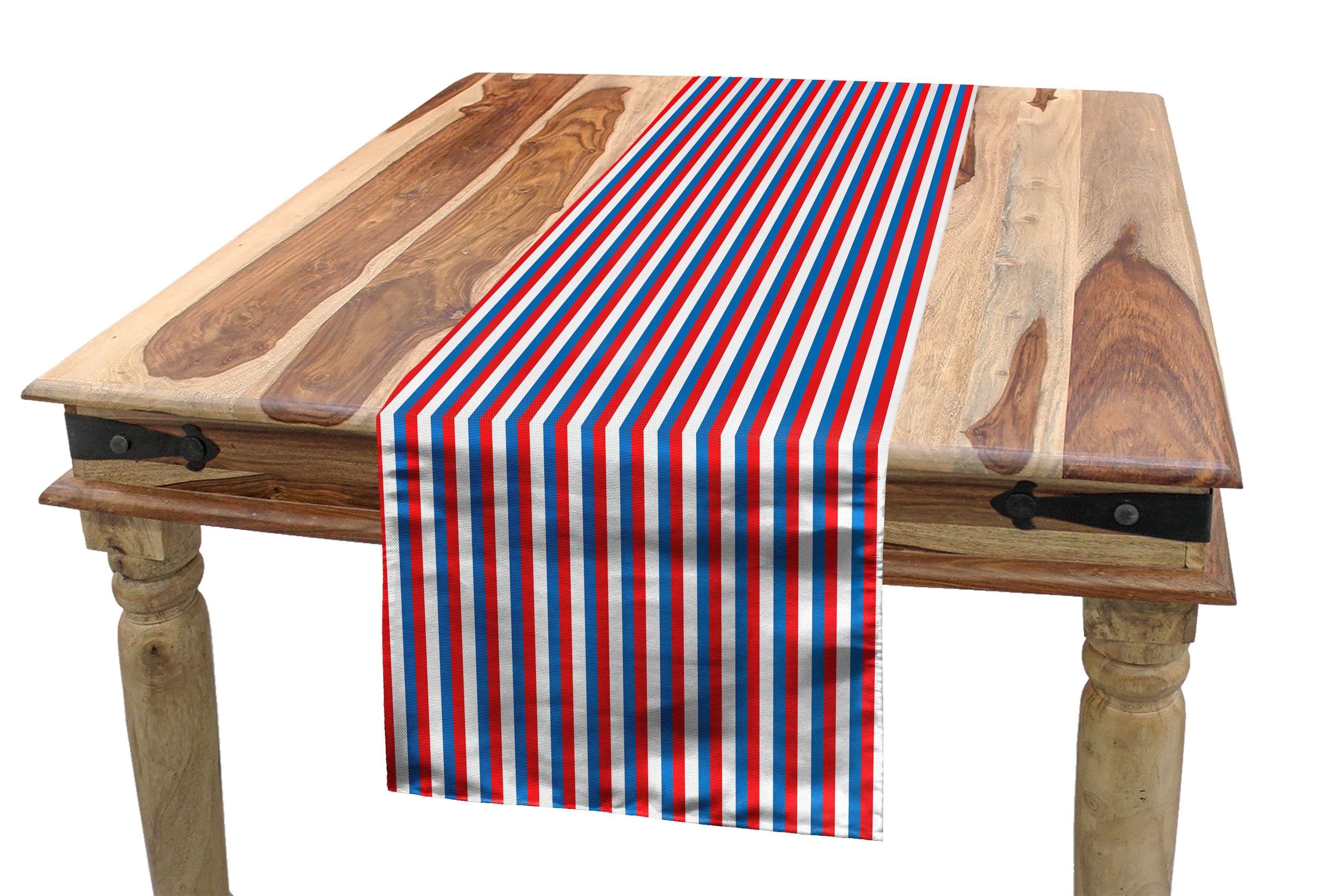 Abakuhaus Tischläufer Esszimmer Küche Rechteckiger Dekorativer Tischläufer, Harbor-Streifen Patriotische Farben