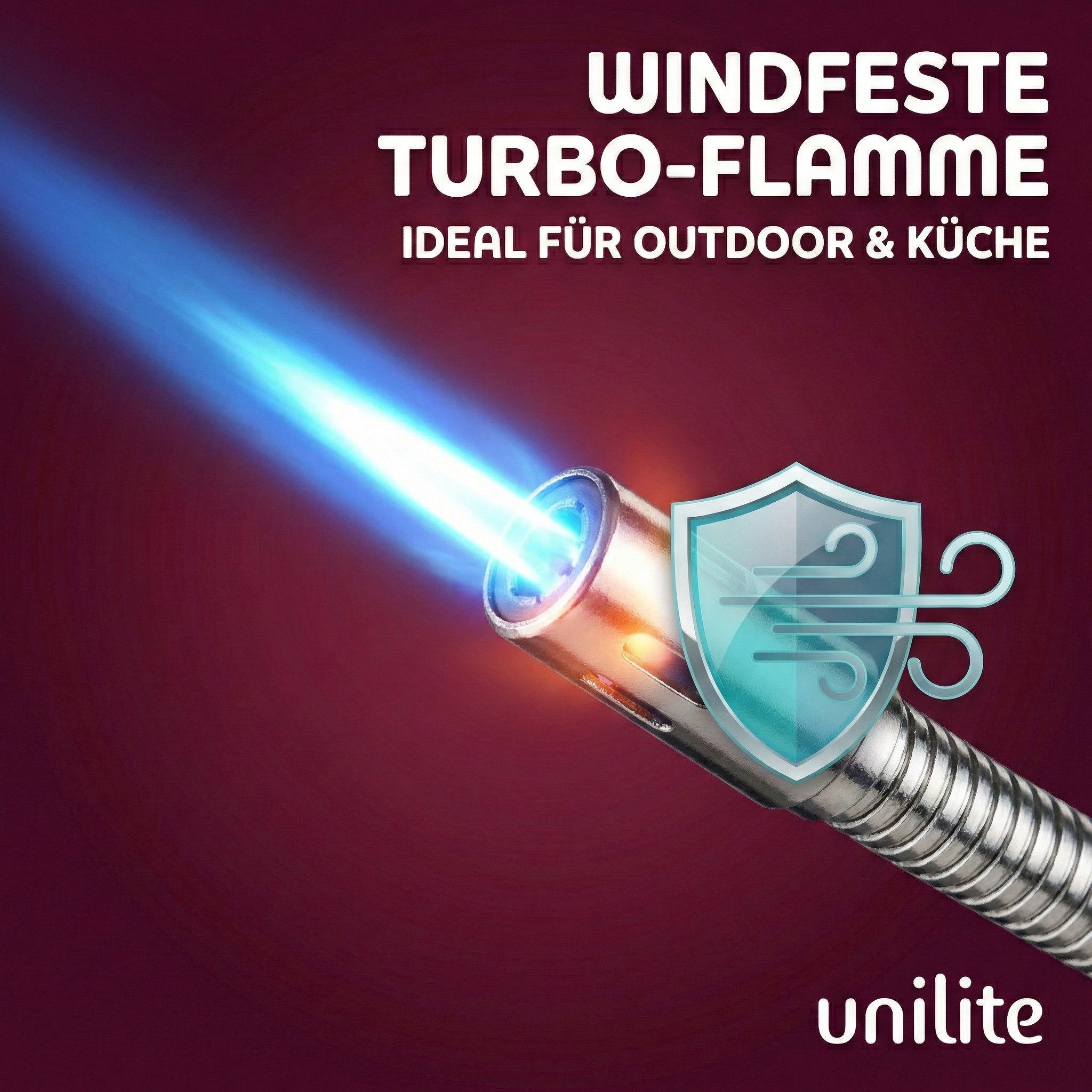 Unilite Feuerzeuge Stabfeuerzeug Milano mit Jet-Flame, Kindersicherung (4-St), 29 cm lang, Sturmfeuerzeug, Feuerzeuge, 4 Farben – Bild 4 von 5