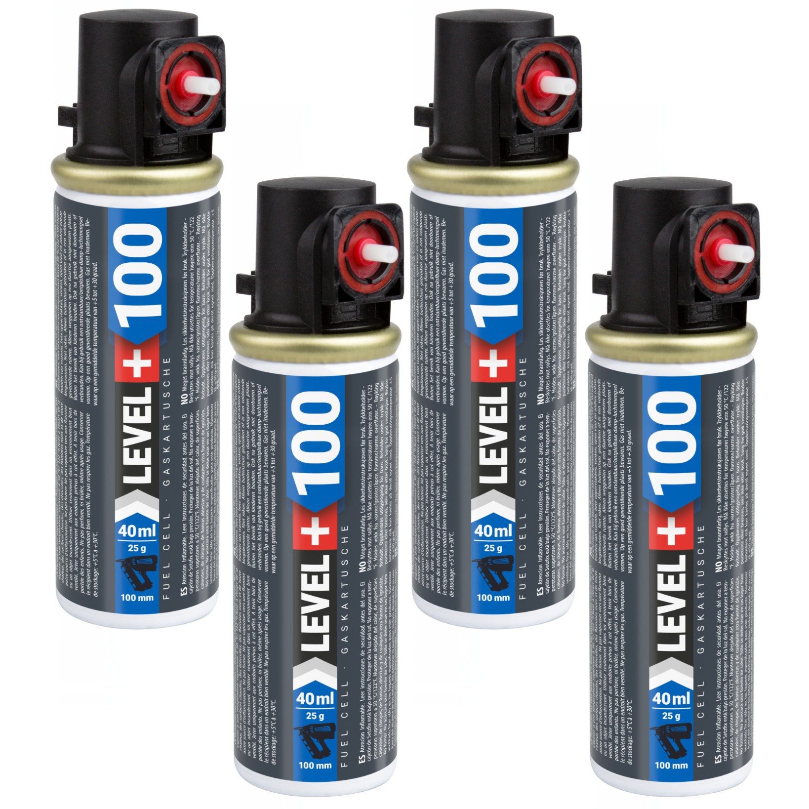 Level+ Gaskartusche Gaskartusche 100mm 40ml Ersatzgas für Nagler L+100 4St.