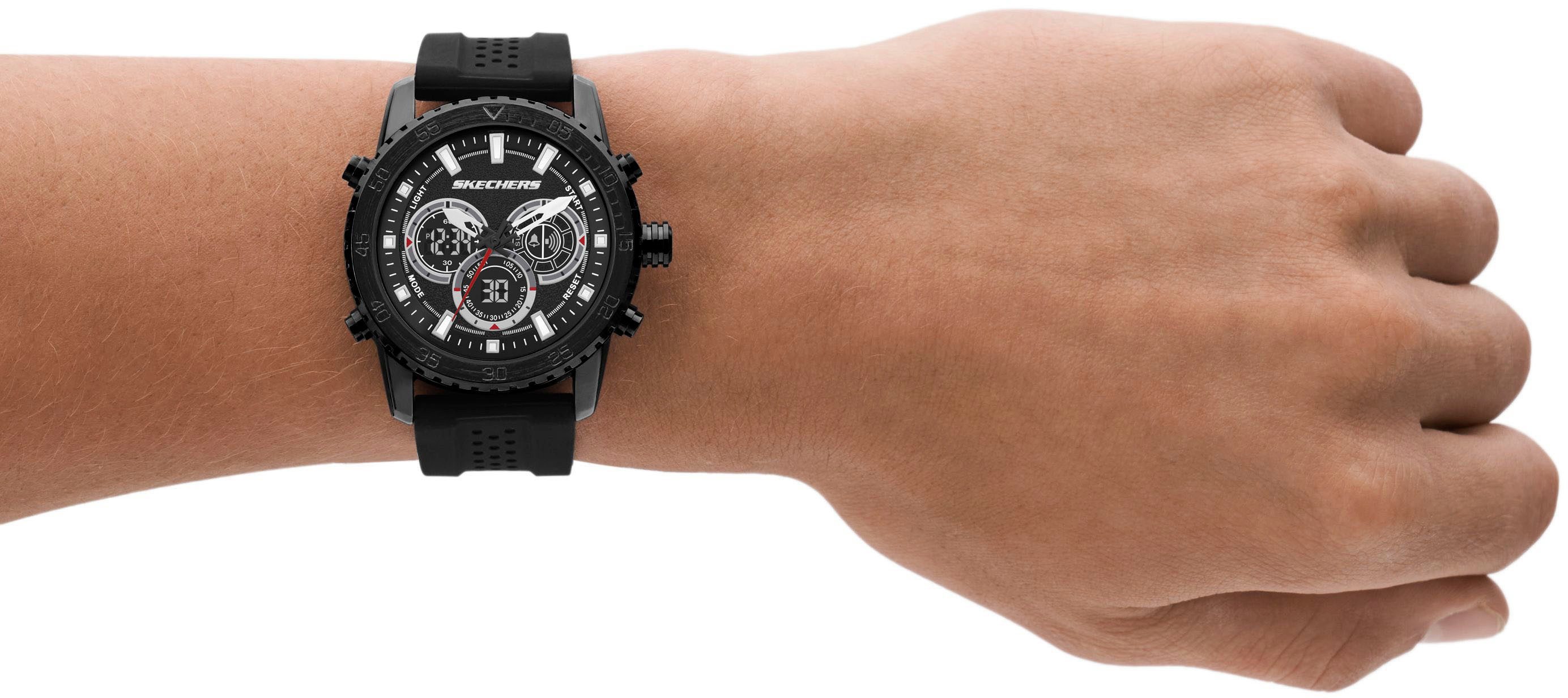 Skechers Chronograph TRUXTON SR5156, Quarzuhr, Armbanduhr, Herrenuhr, Silikonarmband, digital,Stoppfunktion