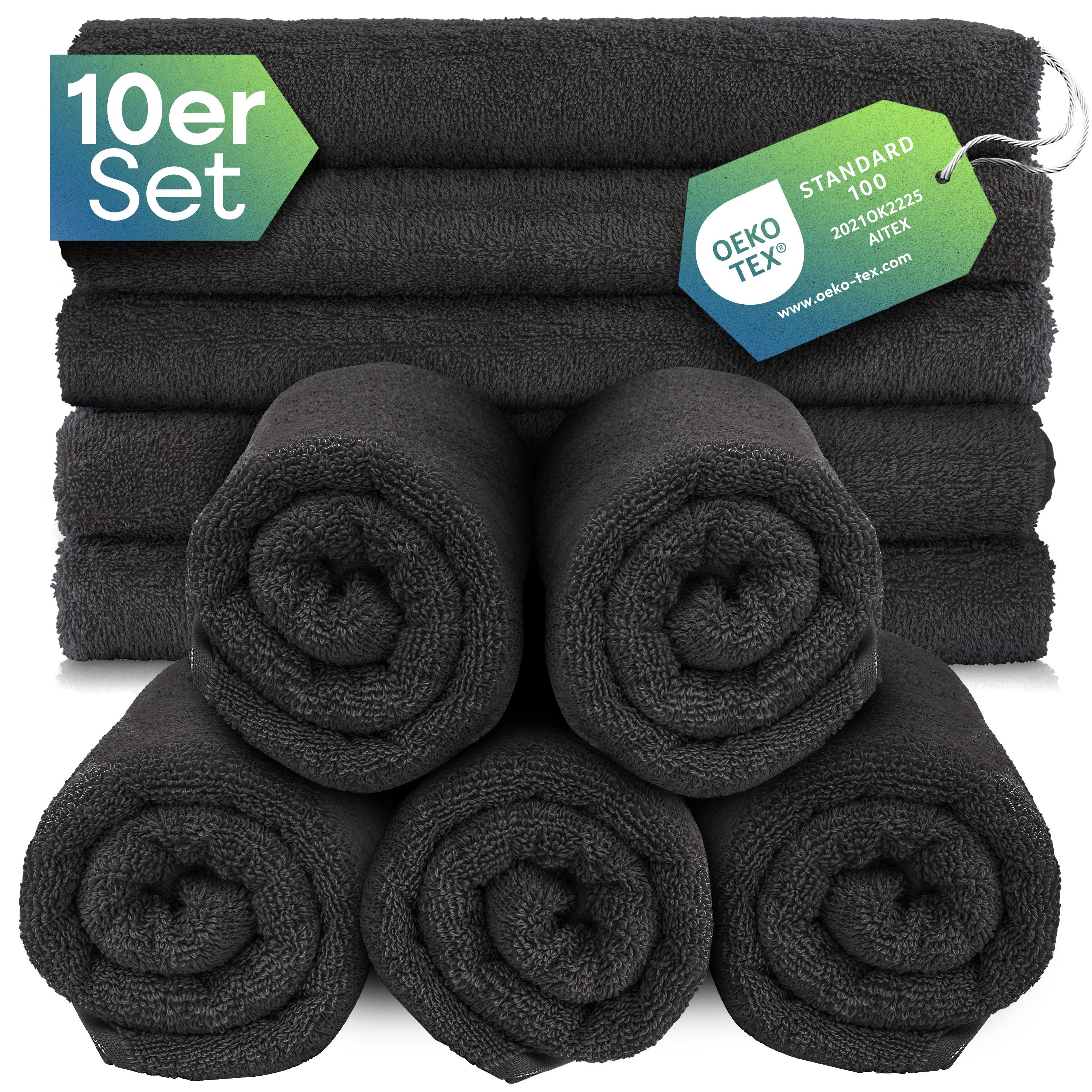 Slummer Seiftuch 10er-Set antharzit Seiftücher 30x30cm 100% Baumwolle, Walkfrottier (Spar-Set, 10-St), Frottier Waschlappen Seiflappen 30 x 30 cm, grau