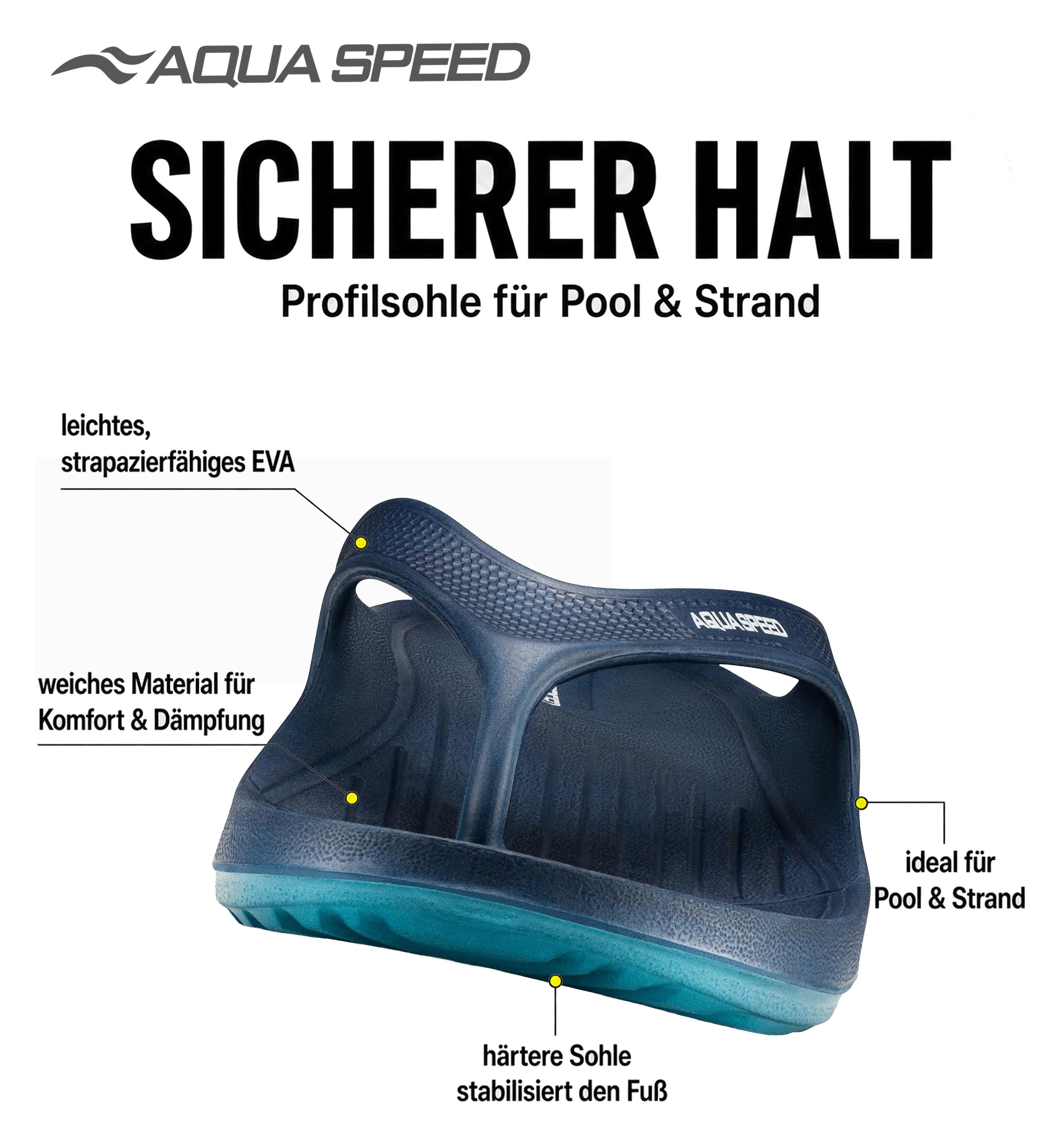 Aqua Speed Alcano Damen und Herren Zehentrenner Badesandalen Gr.36-45 Badezehentrenner