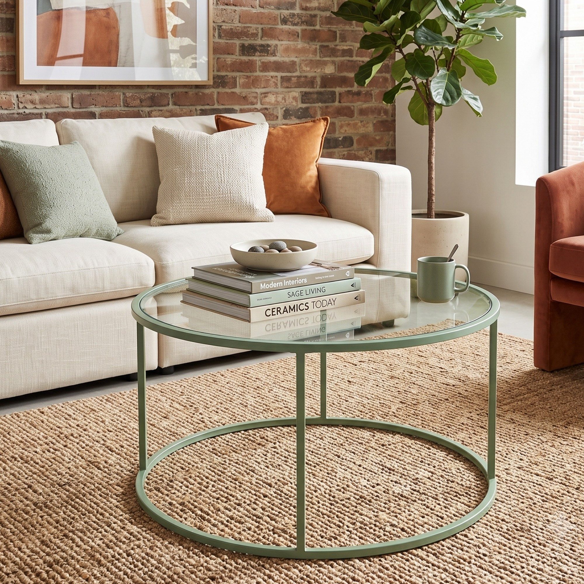 Skye Decor Couchtisch Japandi (1-St., einzeln), Gehärtete Glasplatte mit stabilem Metallgestell