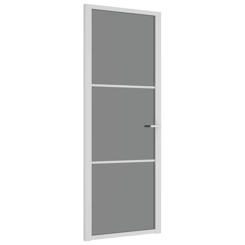 vidaXL Haustür Innentür 76x201,5 cm Weiß ESG-Glas und Aluminium (1-St)