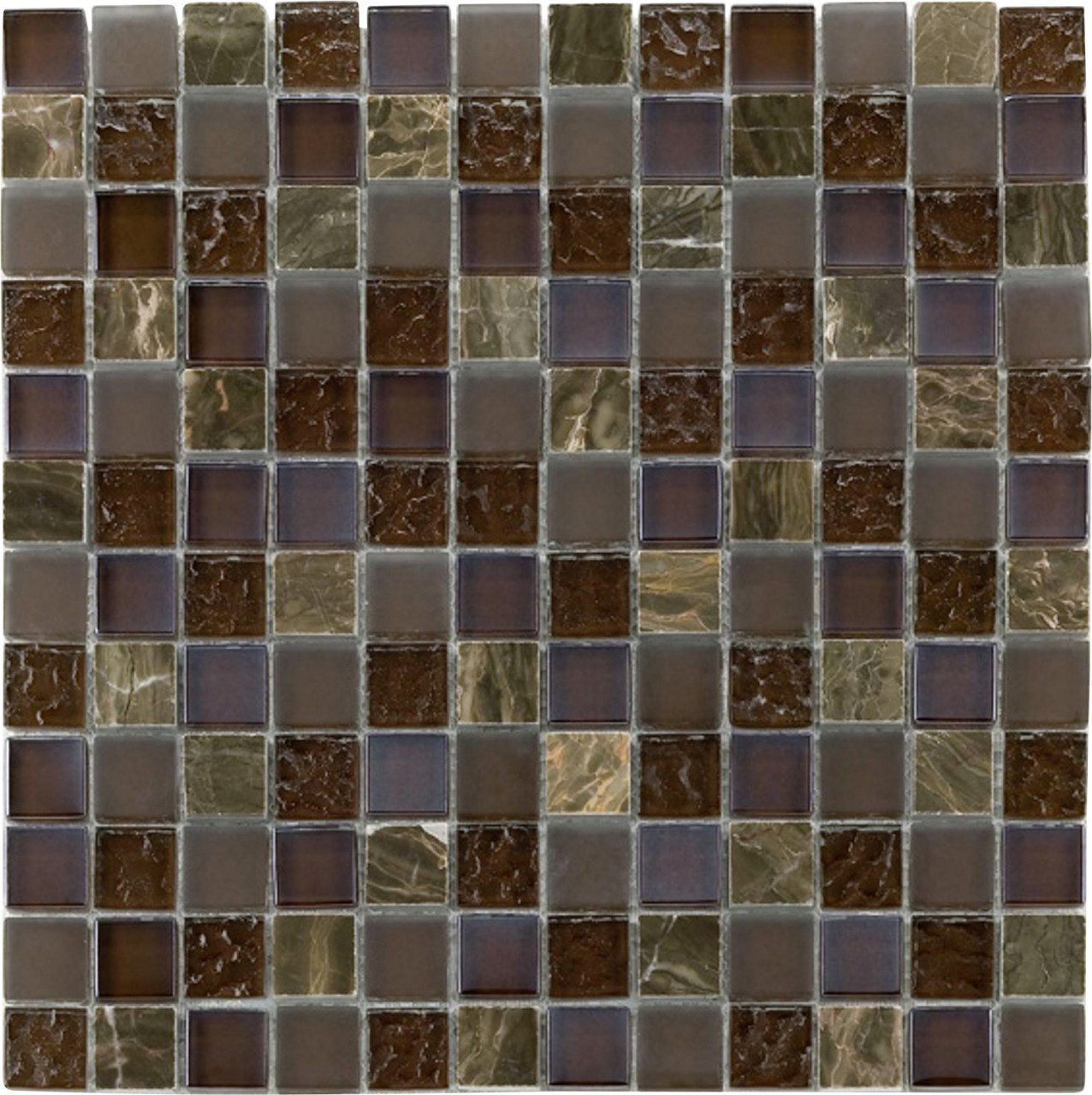 KNG Mosaikfliesen Mosaikfliese Rustica Maxi 30 x 30 cm braun, Glas, Braun