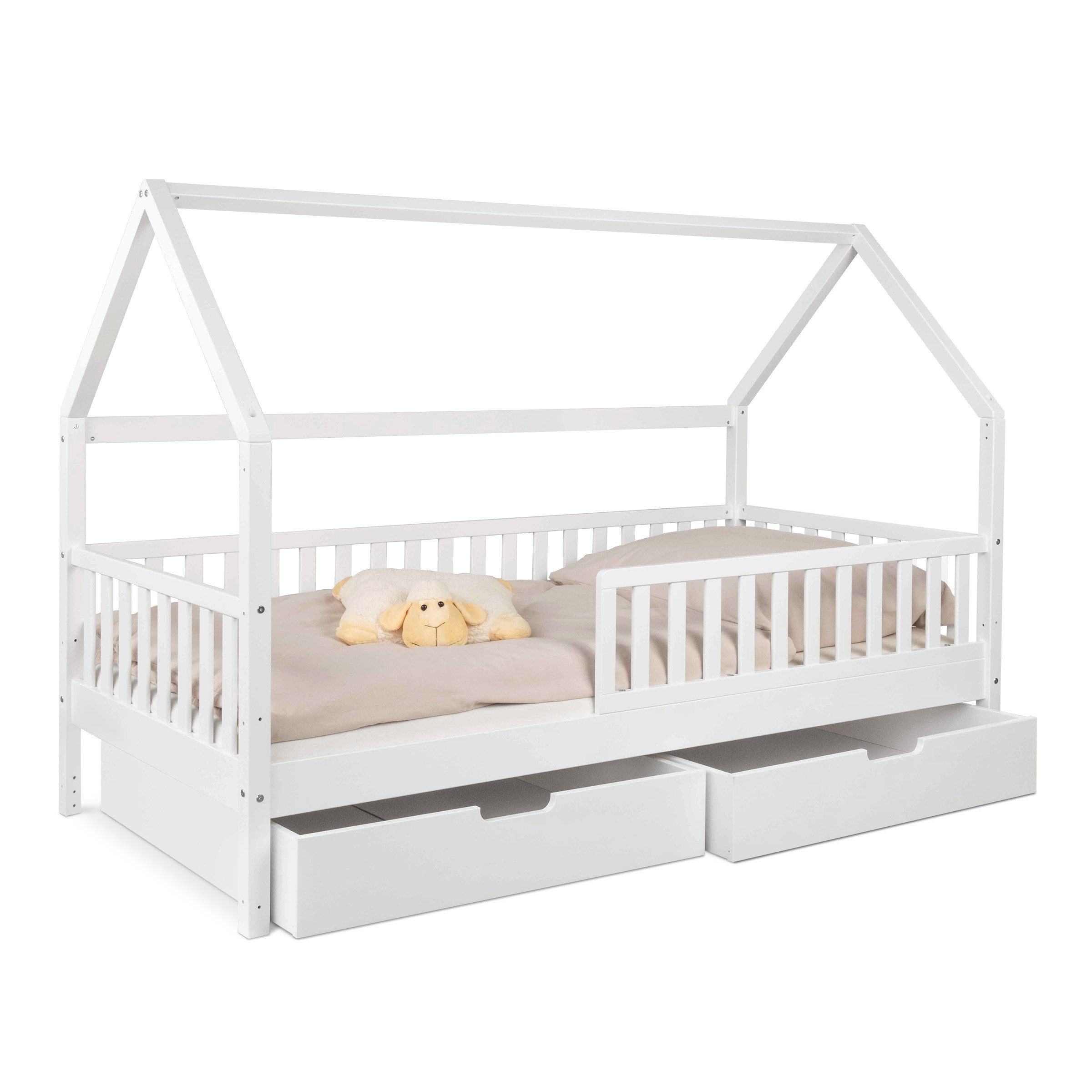 Ehrenkind Hausbett Livo aus massivem Buchenholz in verschiedenen Größen (FSC® zertifiziertMontessori Kinderbett, Jugendbett, 90x200), höhenverstellbar
