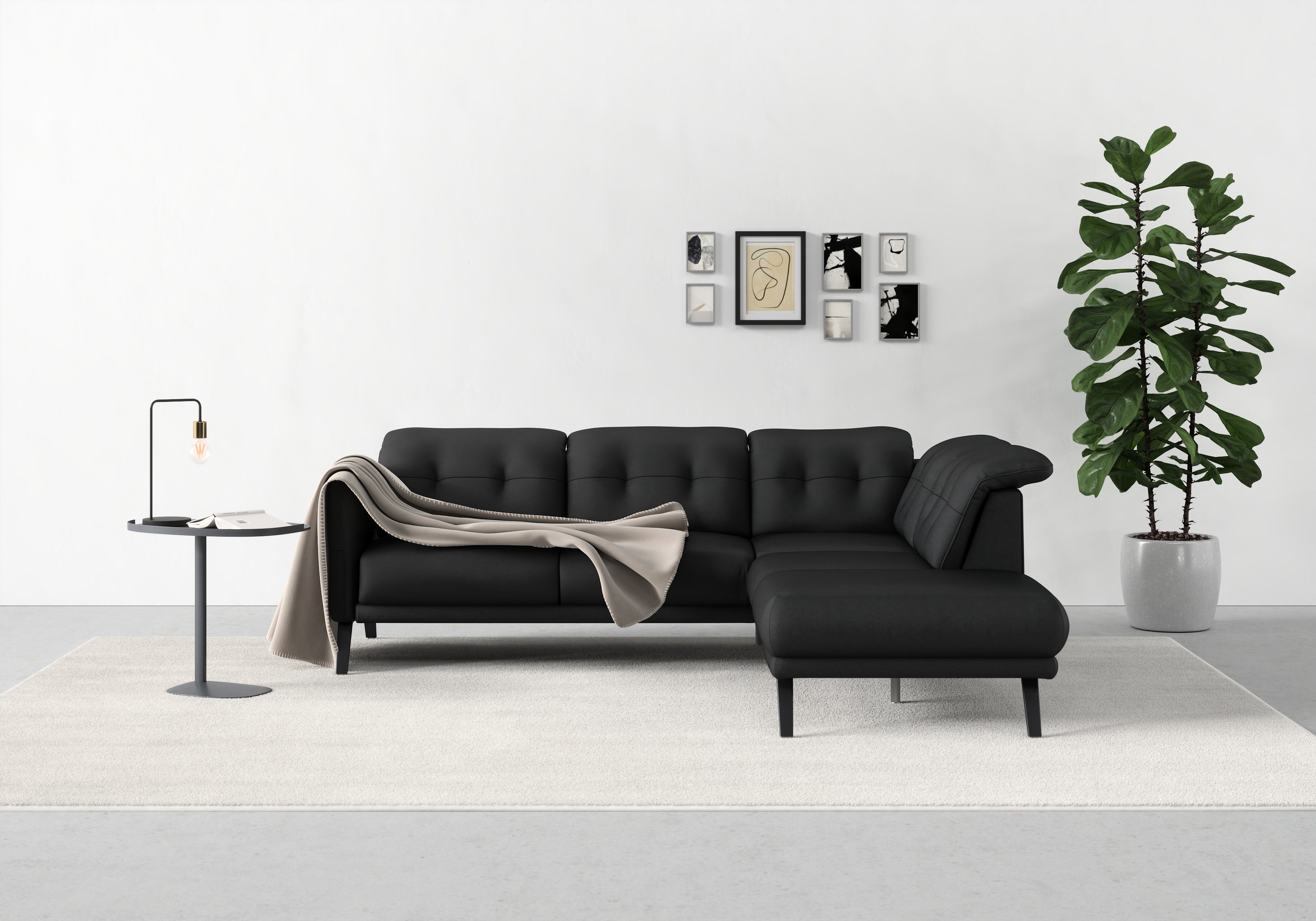 Armteilfunktion Ecksofa mit Wahlweise sit&more und Scandia, Kopfteilverstellung