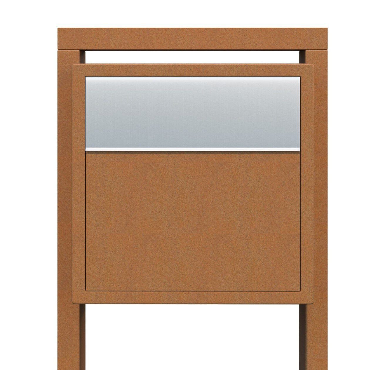 Thumbnail - Bravios Briefkasten Standbriefkasten Soprano Rost mit Edelstahlklappe
