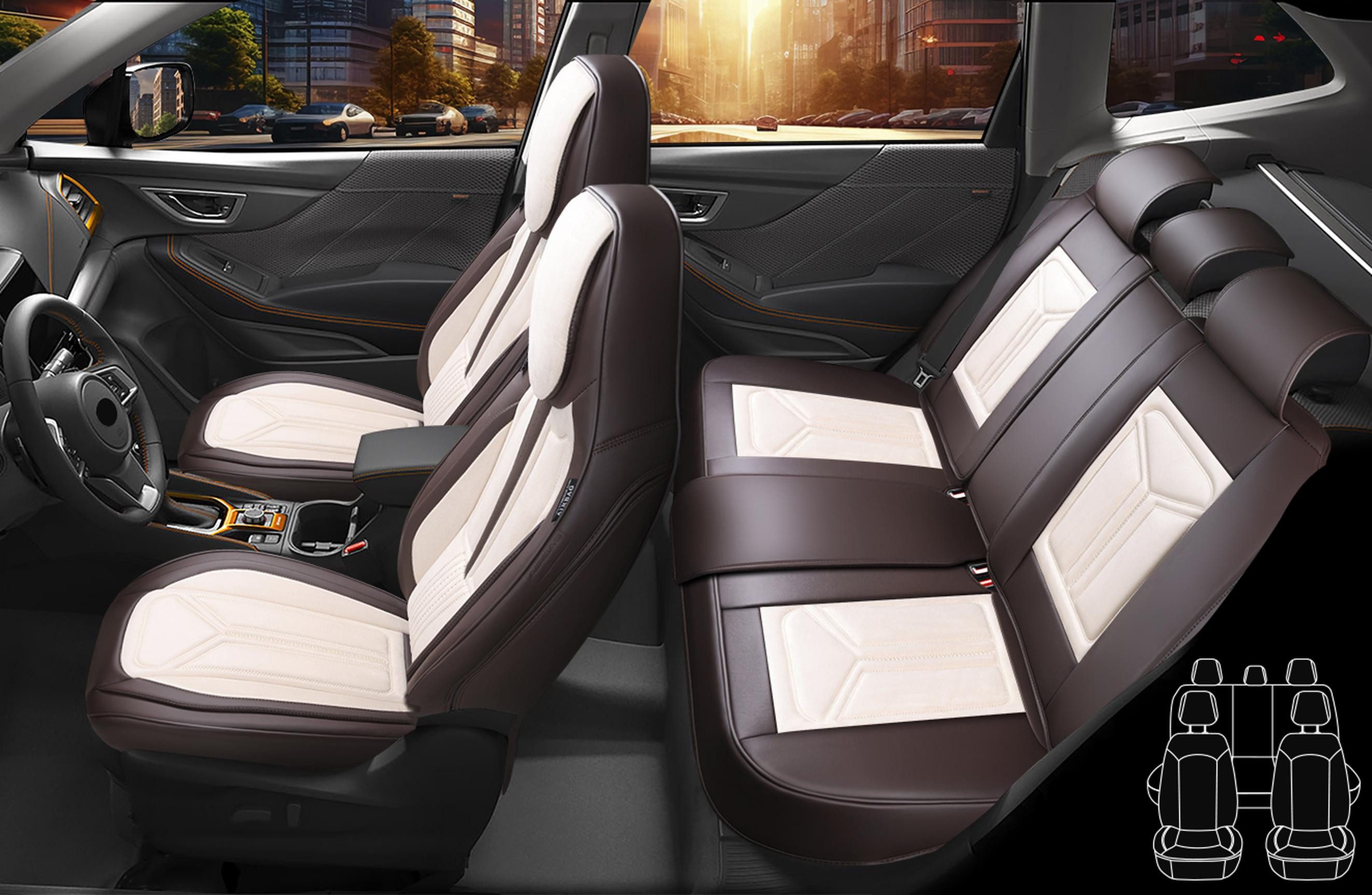 BREMER SITZBEZÜGE Autositzbezug für Volvo XC40 Bj ab 2017 (FS5), Set, 2-tlg., Komplettset Vorne und Hinten, in Braun/Beige