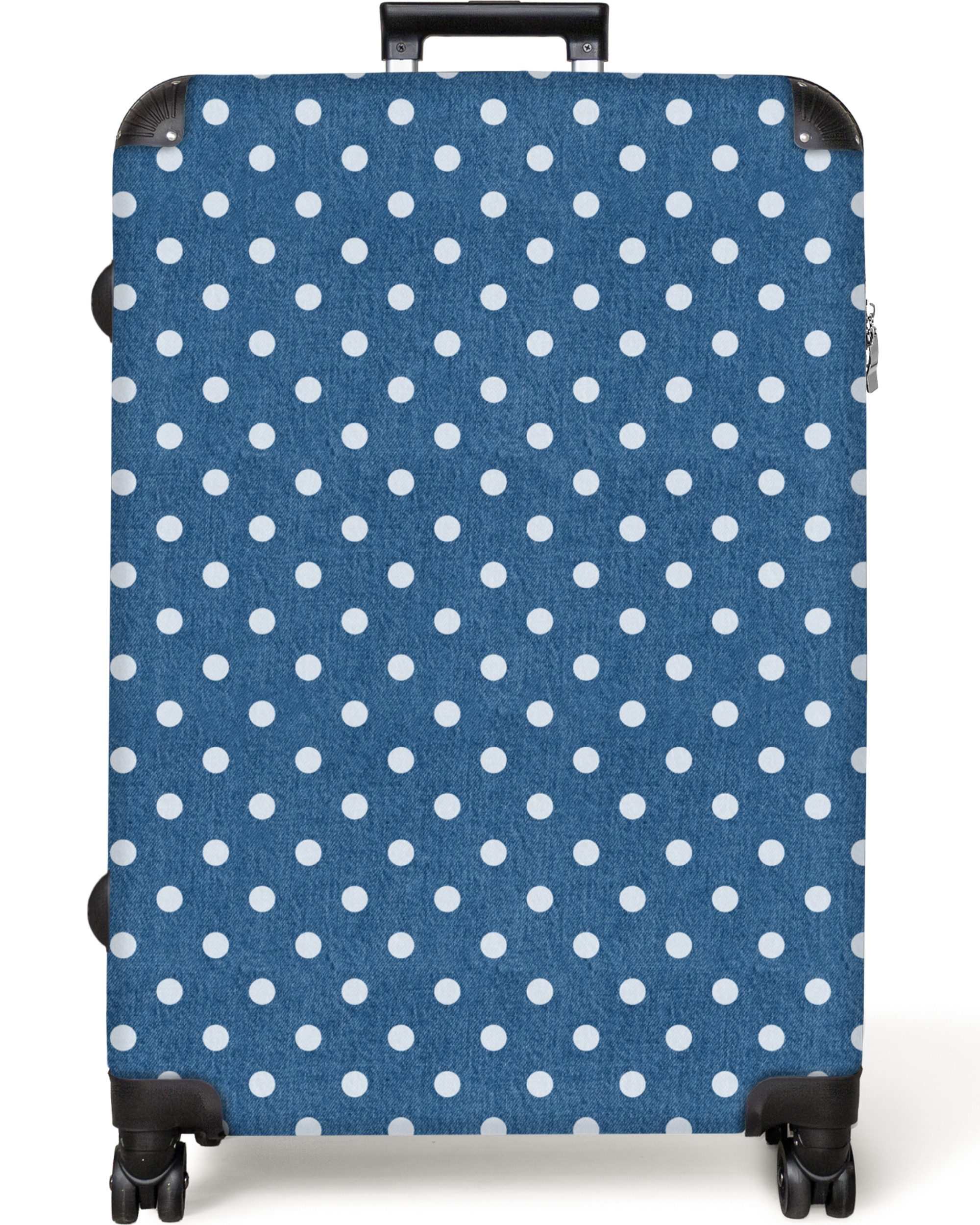 NoBoringSuitcases.com© Hartschalen-Trolley Punkte - Blau - günstig online kaufen