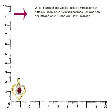 Limana Herzkette echter Rubin Damen Halskette Gold Silber 925 Kette mit Herz-Anhänger (inkl. Herz Geschenkdose und Tasche), 45-50cm Damen Frau Freundin Liebe Geschenk Idee Goldkette roter Stein