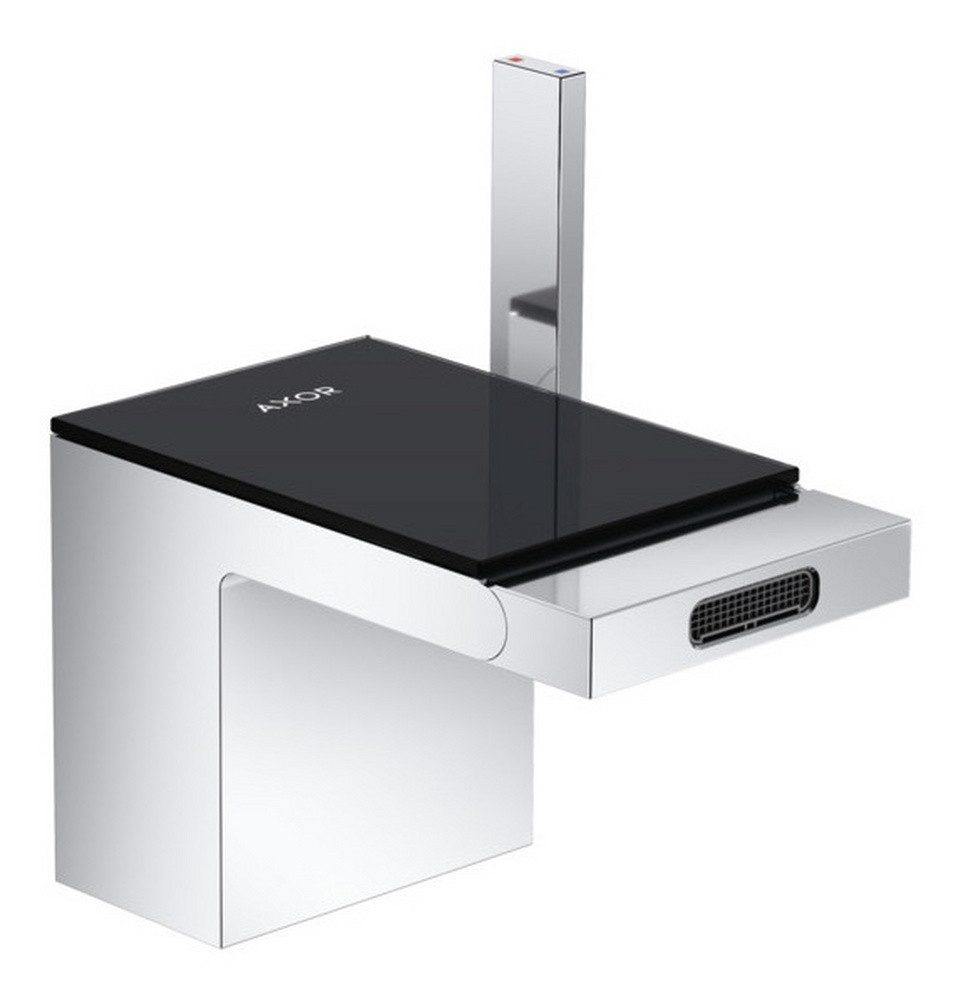 hansgrohe Bidetarmatur Axor MyEdition Bidetmischer mit Push-Open Ablaufgarnitur - / Schwasrzglas