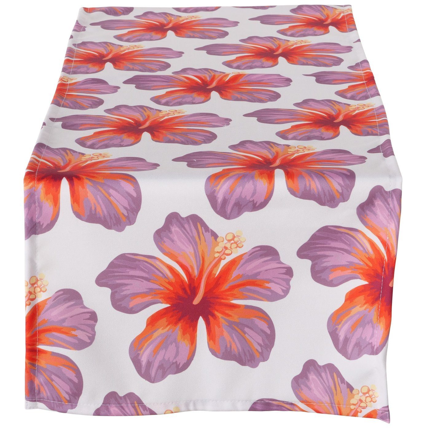 BOLTZE Tischläufer Tischläufer Hibiscus Polyester Beige Violett Floral Tischdekoration (1-tlg)