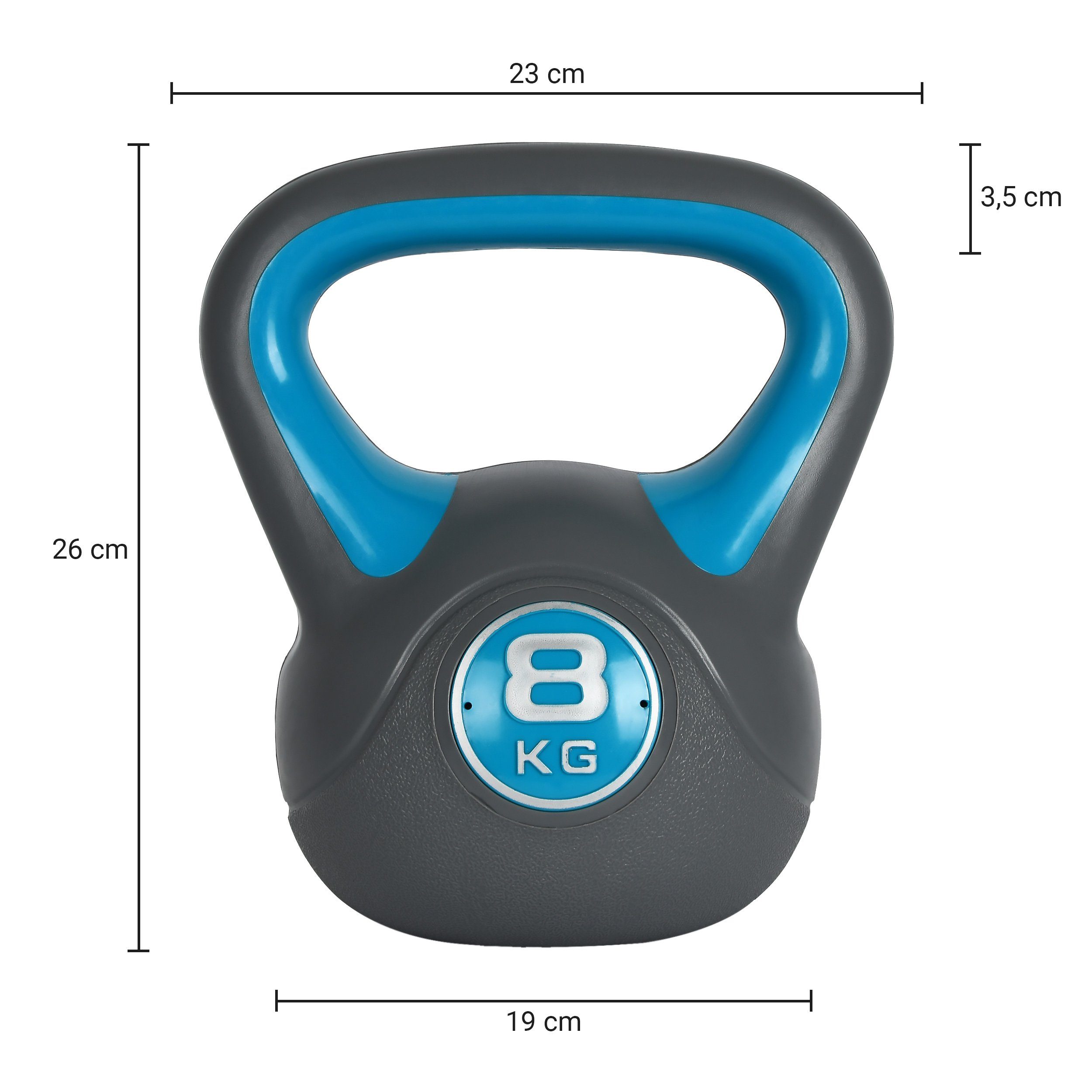 8 Kg - MSports® Kettlebell Kettlebell Blau Kunststoff