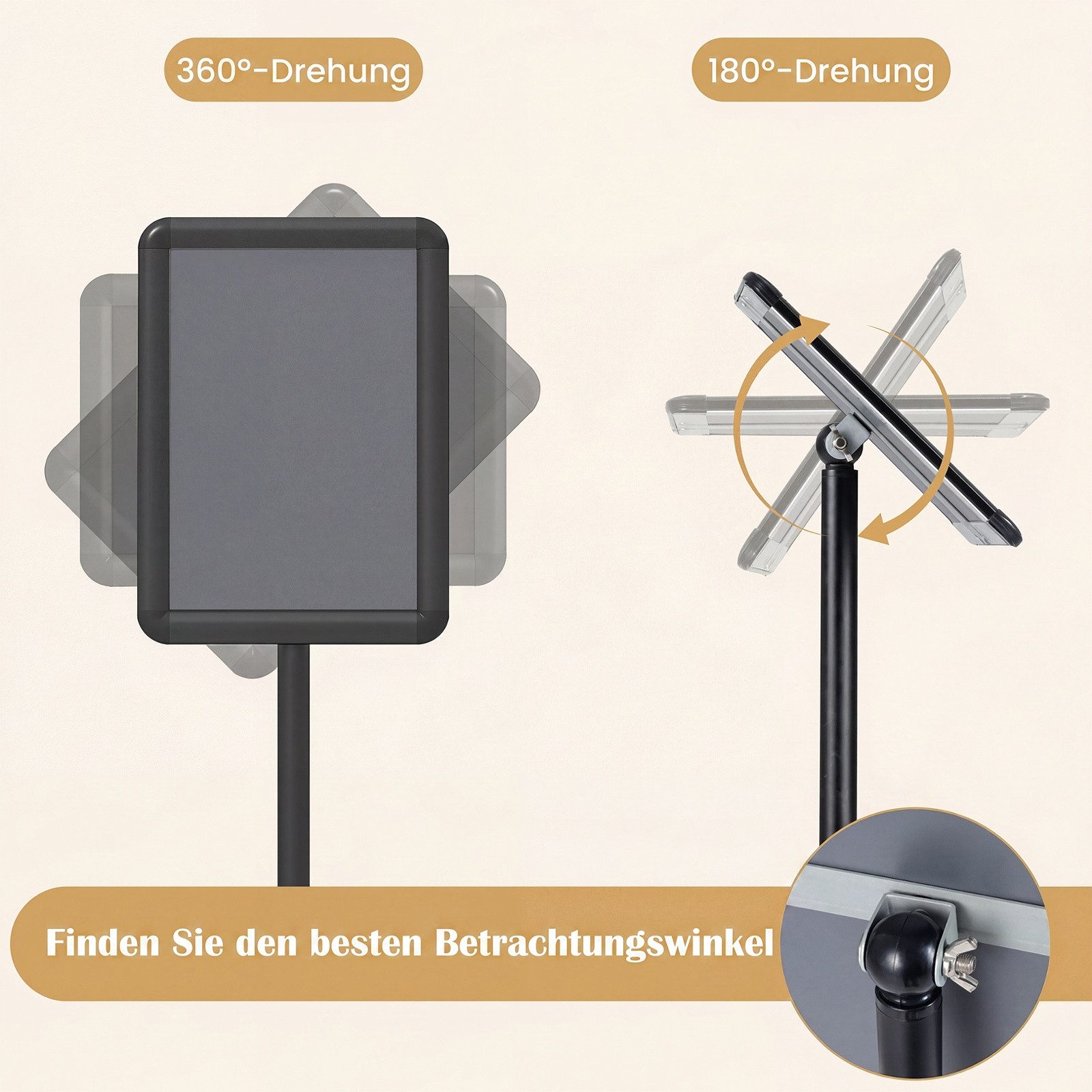 COSTWAY Standtafel, (1-tlg), Infoständer Präsentationsständer A3 höhenverstellbar drehbar