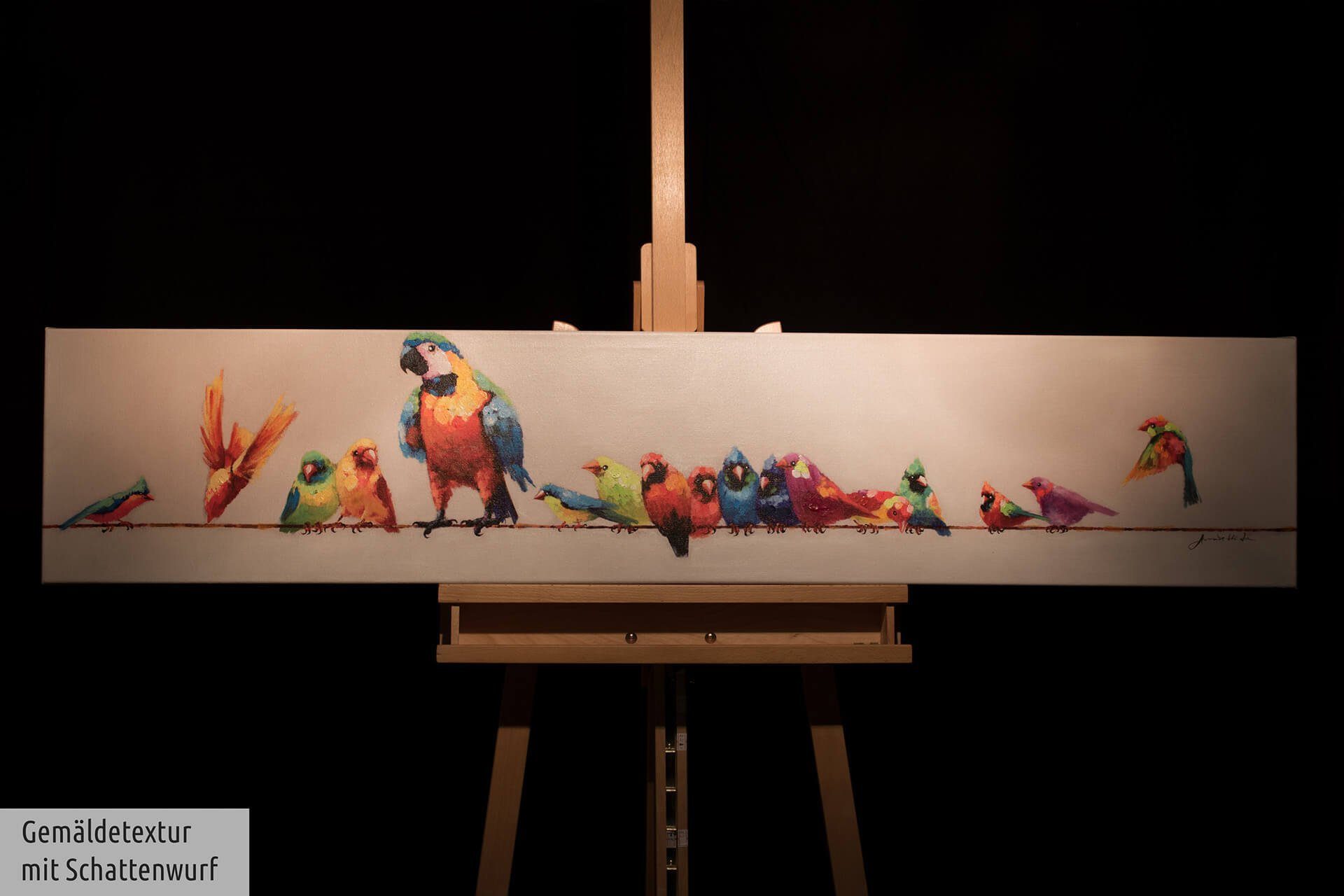 KUNSTLOFT Gemälde Paradiesvögel 150x30 Wandbild HANDGEMALT 100% Leinwandbild cm, Wohnzimmer