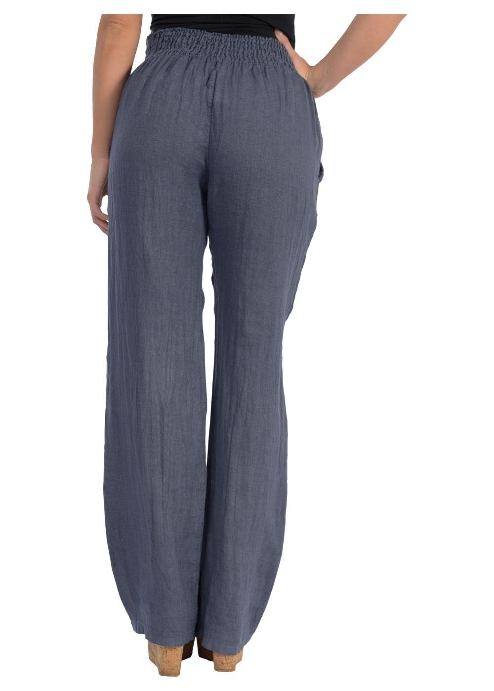 malito more than fashion Leinenhose malito Damen Hose aus Leinen 2727 bequemer und breiter Gummizug