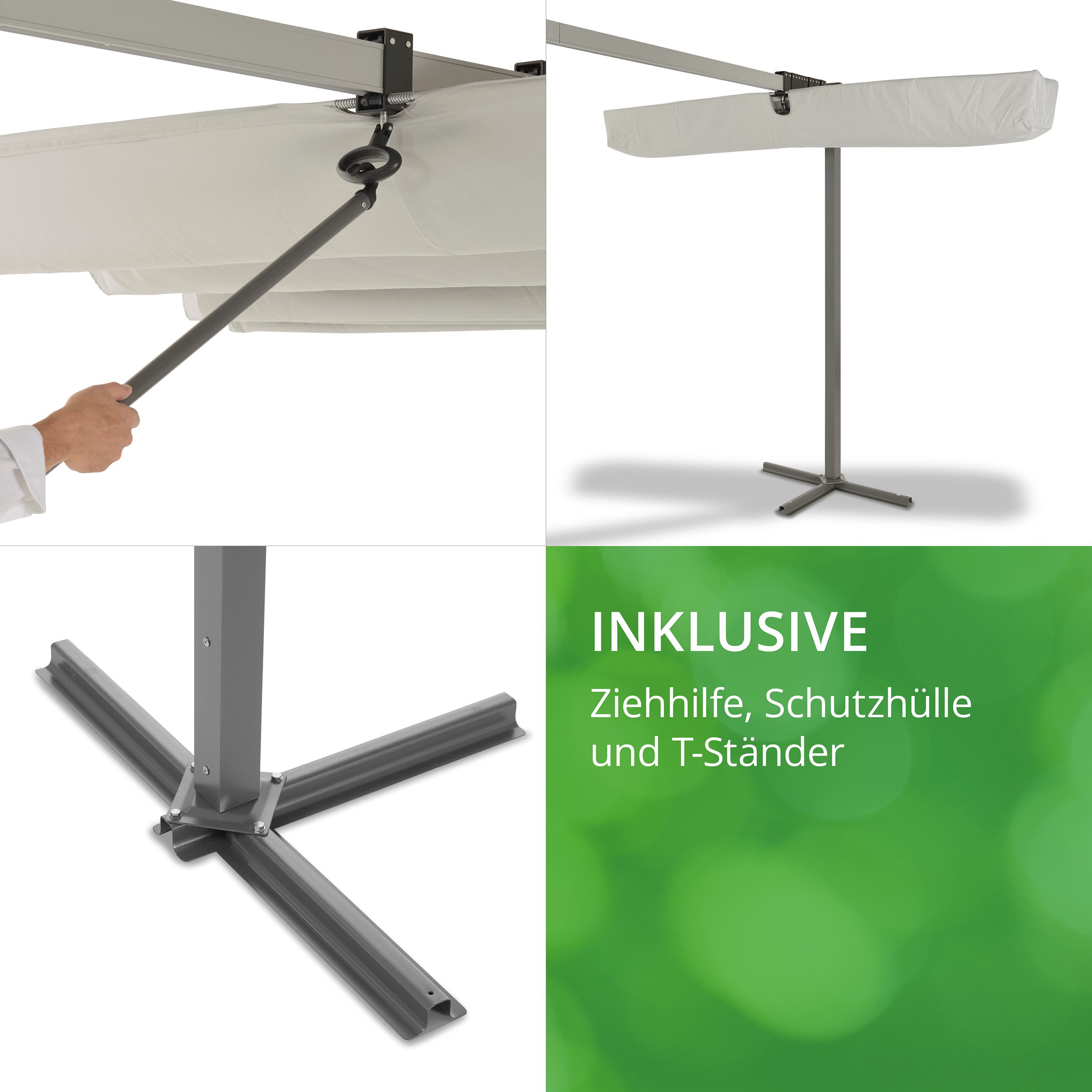 Leco Standmarkise Pergola Überdachung Sonnenschutz Pavillon Sonnendach WAVED 4x2,5 m 400 x 250 x 220 cm – Bild 4 von 5
