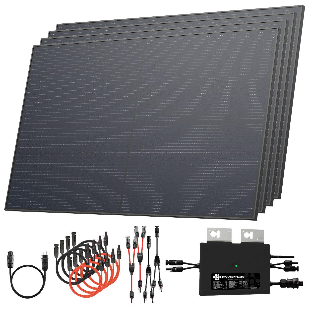 Solarway Balkonkraftwerk 2000W / 800W komplett Steckdose - neuester 800W Wechselrichter, 2000 W, Monokristallin, (Komplettset, bifaziale Солнечные панели & Envertech), Solaranlage 4x500W Солнечные панели & Wechselrichter & Zubehör