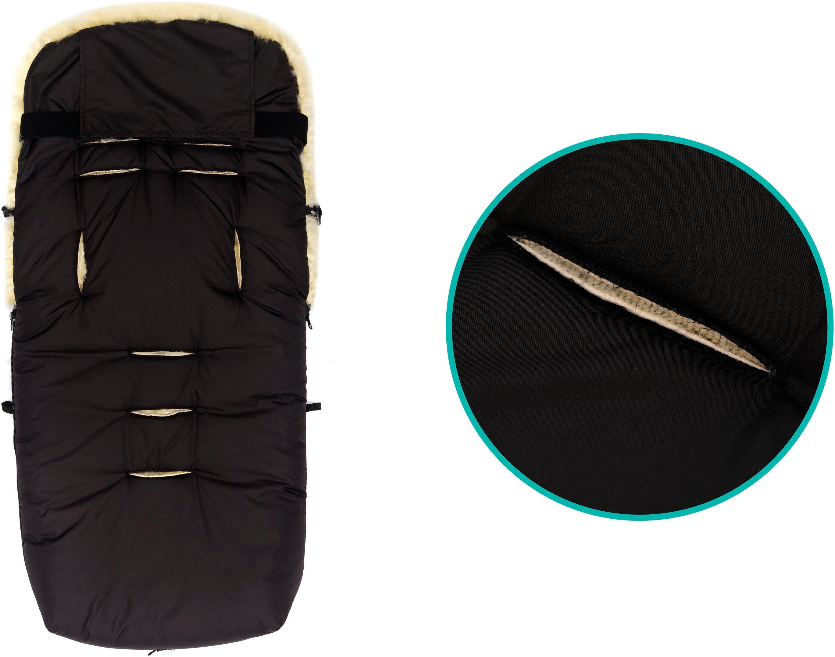 Fillikid Fußsack Engadin, Winterfußsack Lammfell, schwarz