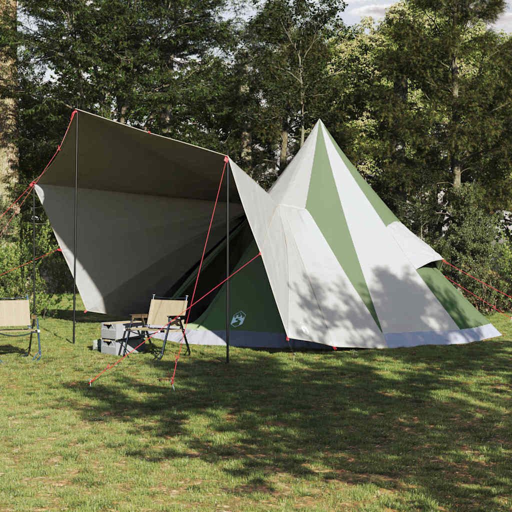 Faltzelt Familien-Tipi-Zelt mit Dach Grün und Beige 510 x 690 x 330 cm