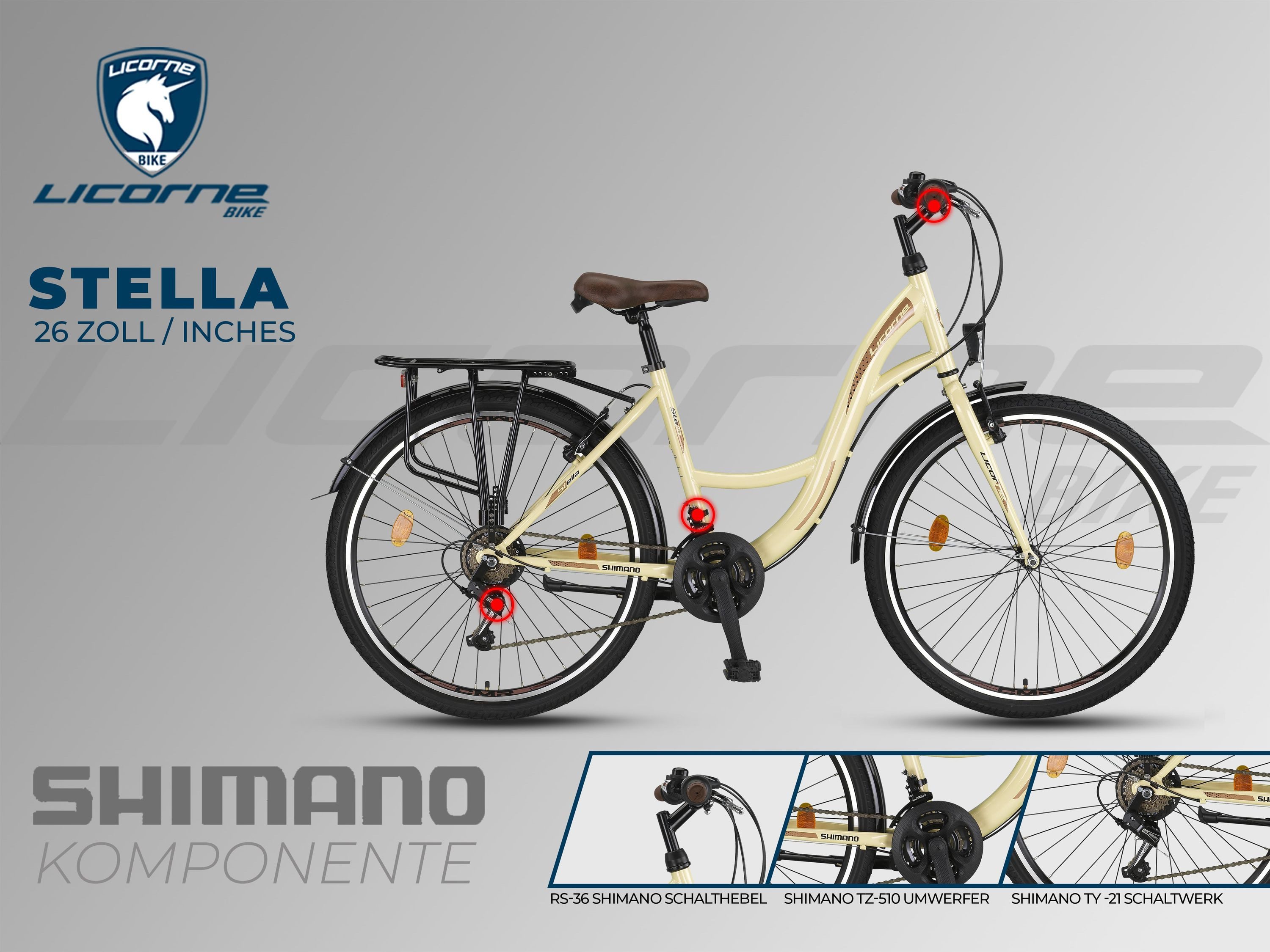 Licorne Bike Cityrad Licorne Stella Premium Citybike 20–28 Zoll, 21 Gang Hollandrad