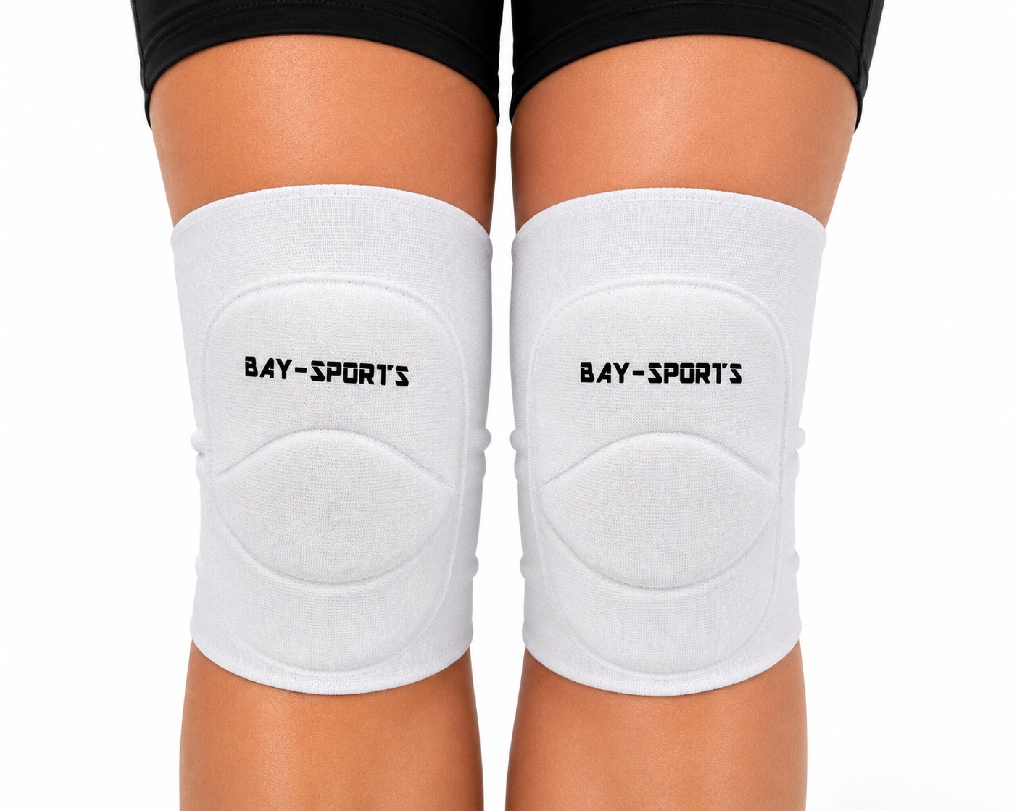 BAY-Sports Knieprotektor Knieschützer Knieschoner Knieschutz Kniepolster Bandage KNEE ATTACK (Paar), stabilisierend, stoßdämpfend, elastisch, atmungsaktiv, Weiß