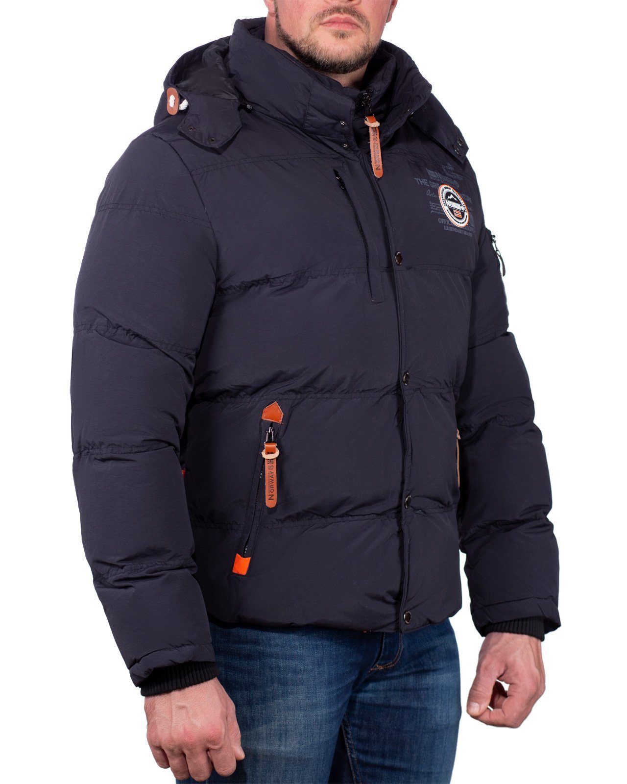 Geographical Norway Jacke schwarz Kapuze mit Winterjacke (1-St) Herren Outdoor baverveine