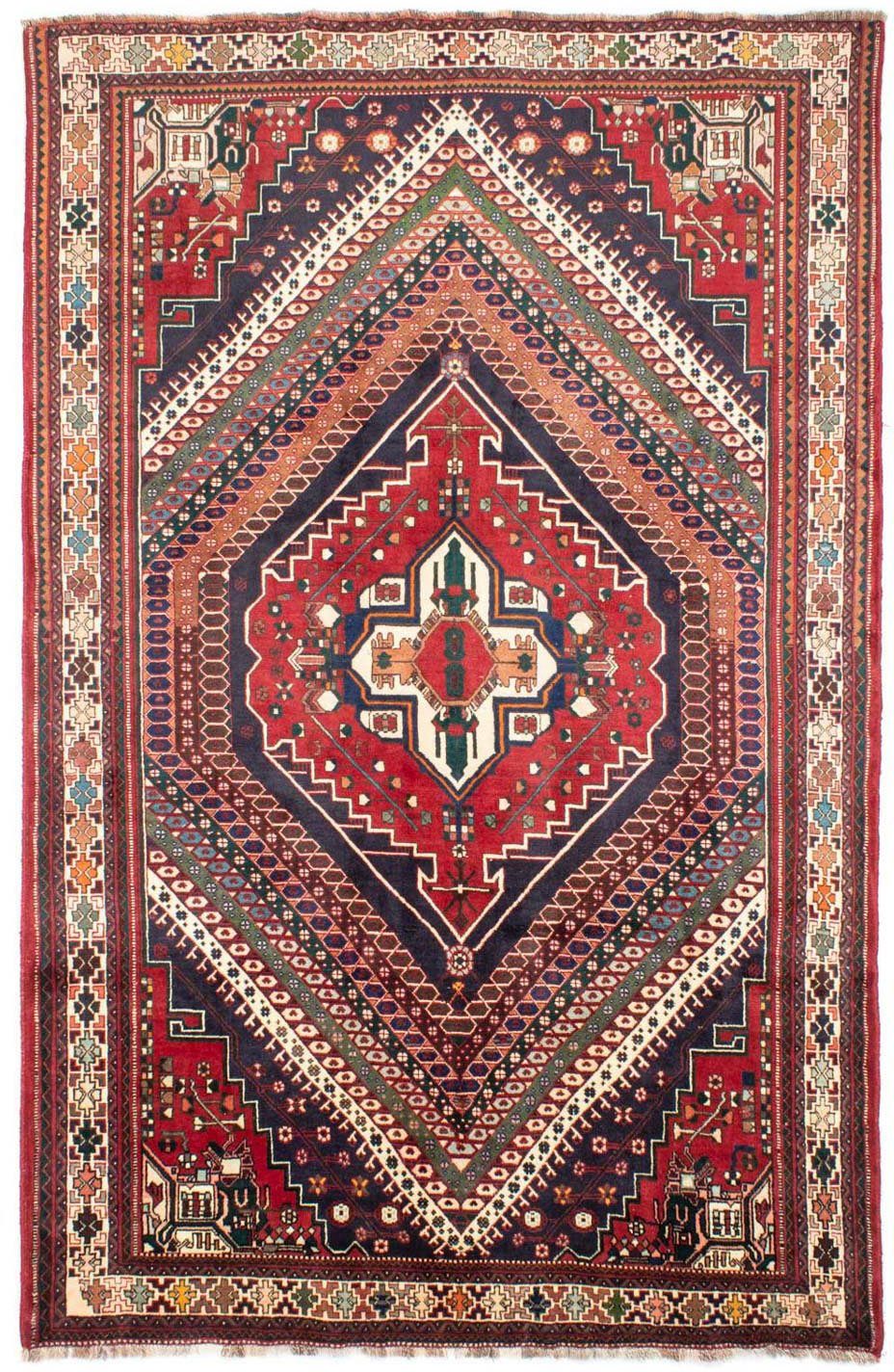 Rosso Höhe: rechteckig, x Shiraz morgenland, 10 Zertifikat Unikat 305 cm, Medaillon 200 mm, Wollteppich mit