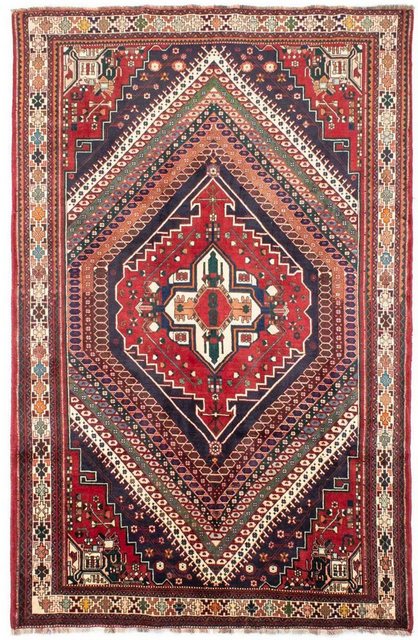 Wollteppich »Shiraz Medaillon Rosso 305 x 200 cm«, morgenland, rechteckig, Höhe 1 mm, Unikat mit Zertifikat-Otto